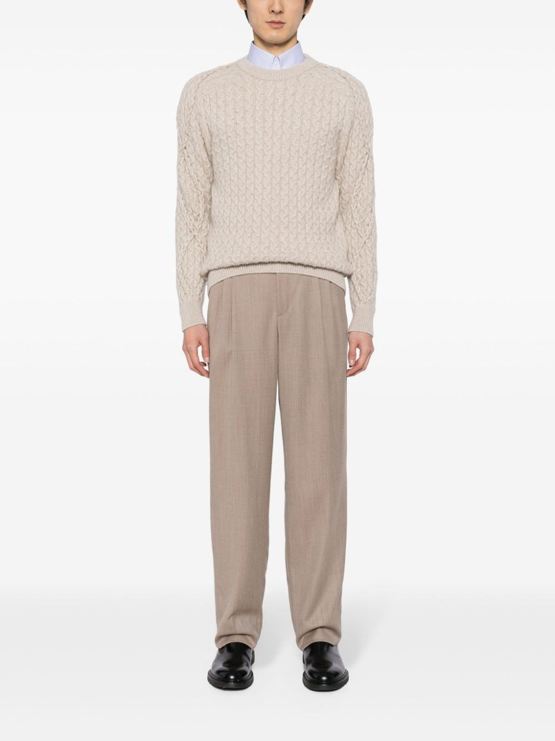 Brioni crew-neck cable-knit jumper outlook
