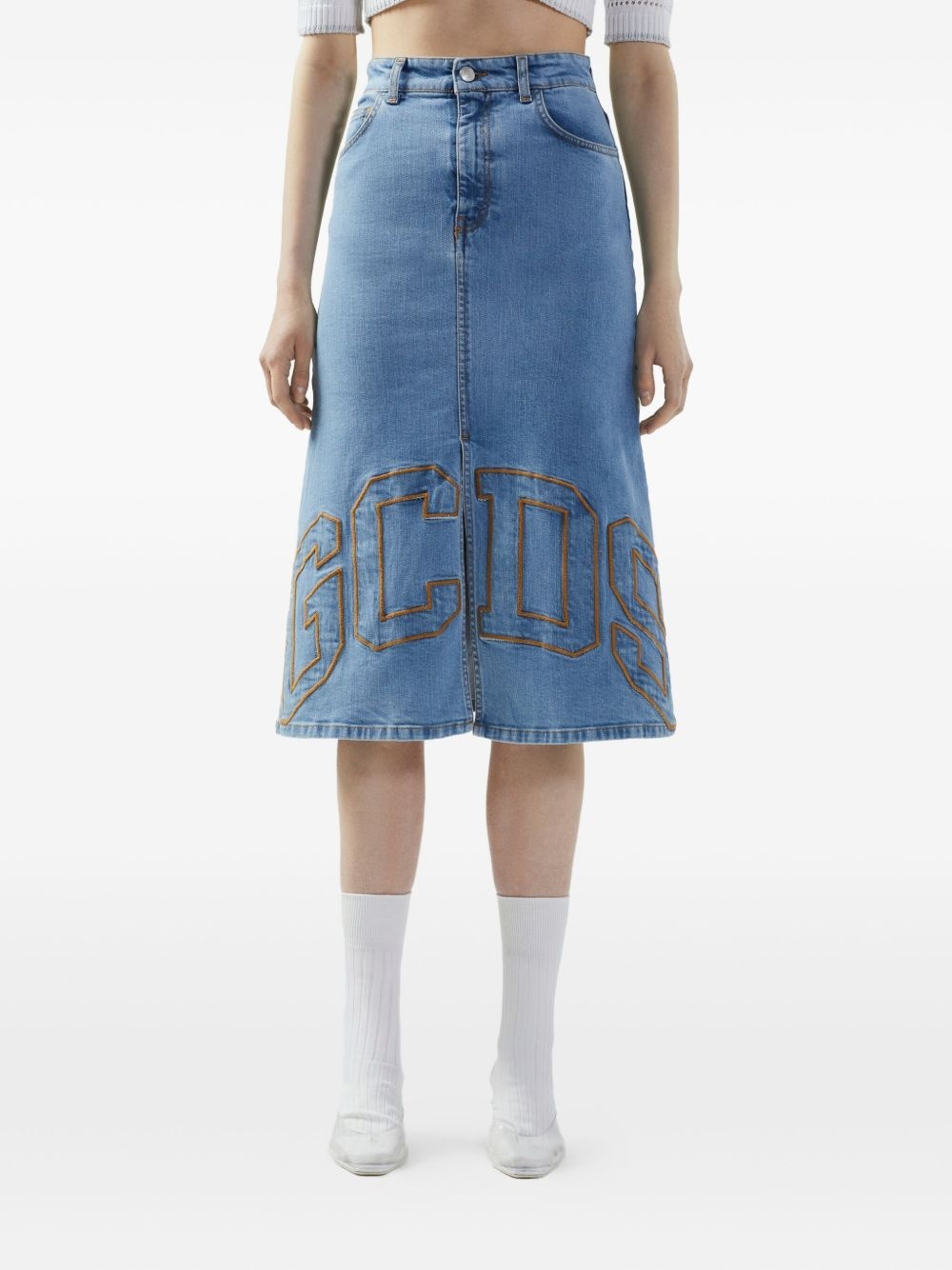 logo-embroidered skirt - 3