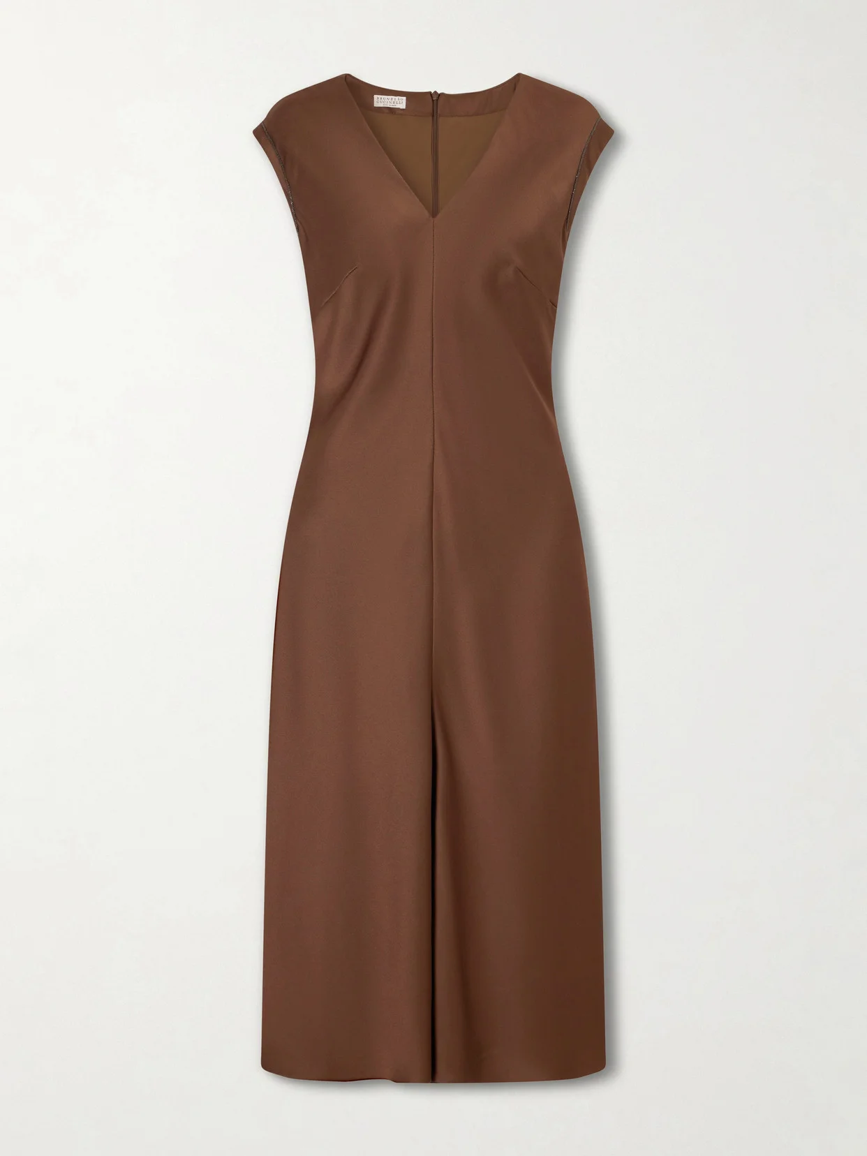 Bead-embellished Satin Midi Dress - 1