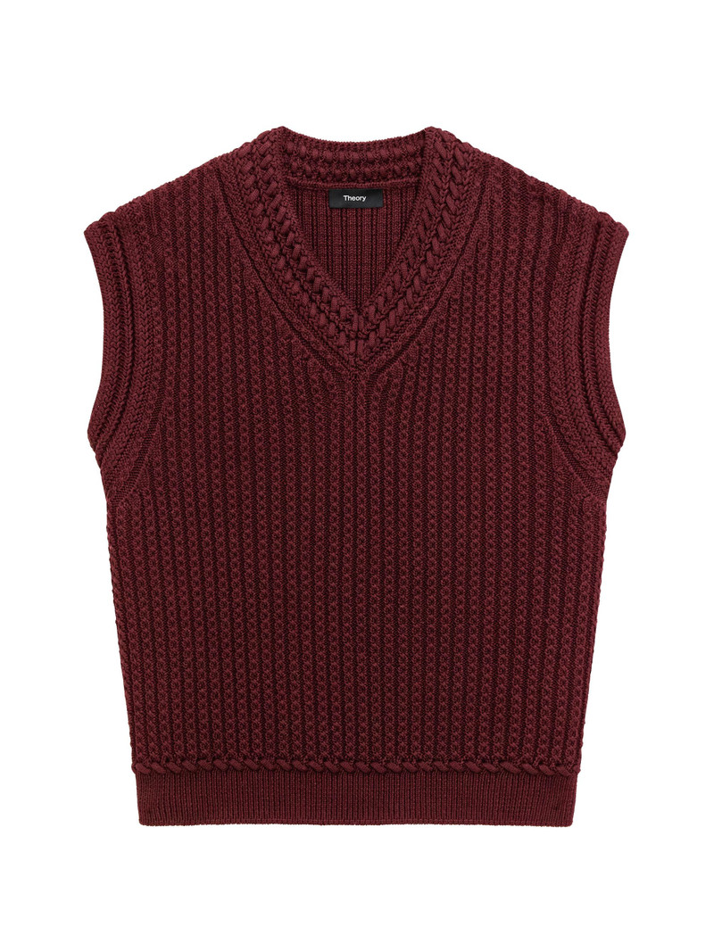 Women's Textured Cotton Vest - Grenache 1