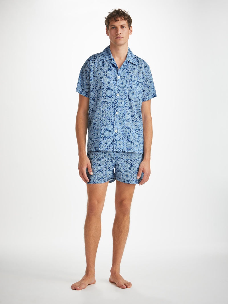 Men's Short Pyjamas Ledbury 69 Cotton Batiste Blue - 3
