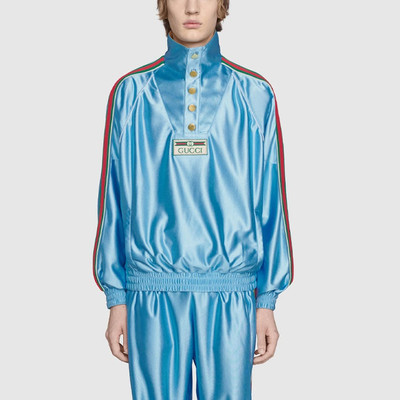 GUCCI Gucci Shiny Jersey Sweatshirt With Web 'Light Blue' 653372-XJDE6-4670 outlook
