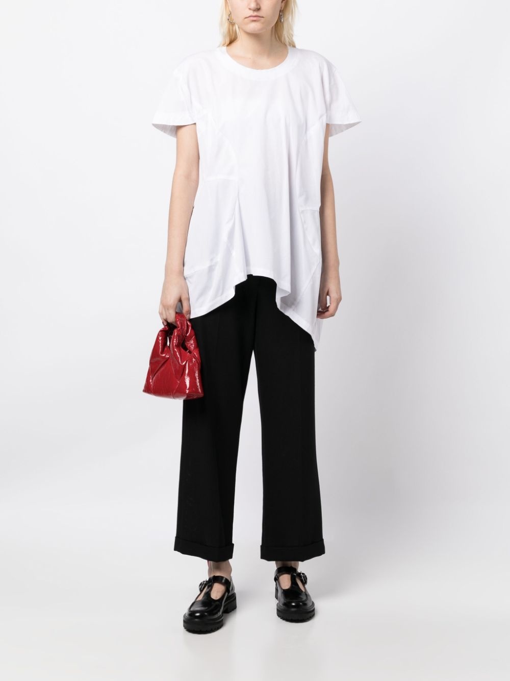 asymmetric-design panelled T-shirt - 2