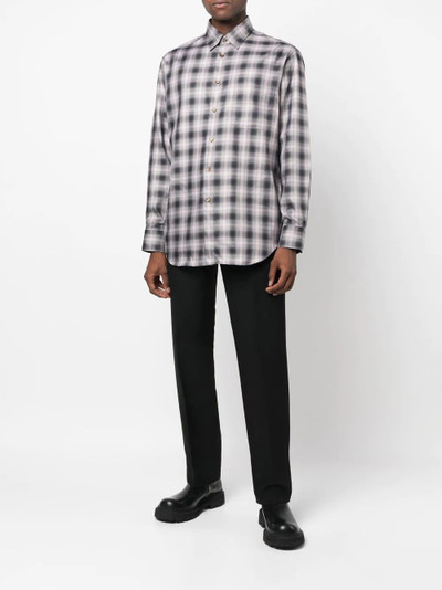 Brioni check-print long-sleeve shirt outlook