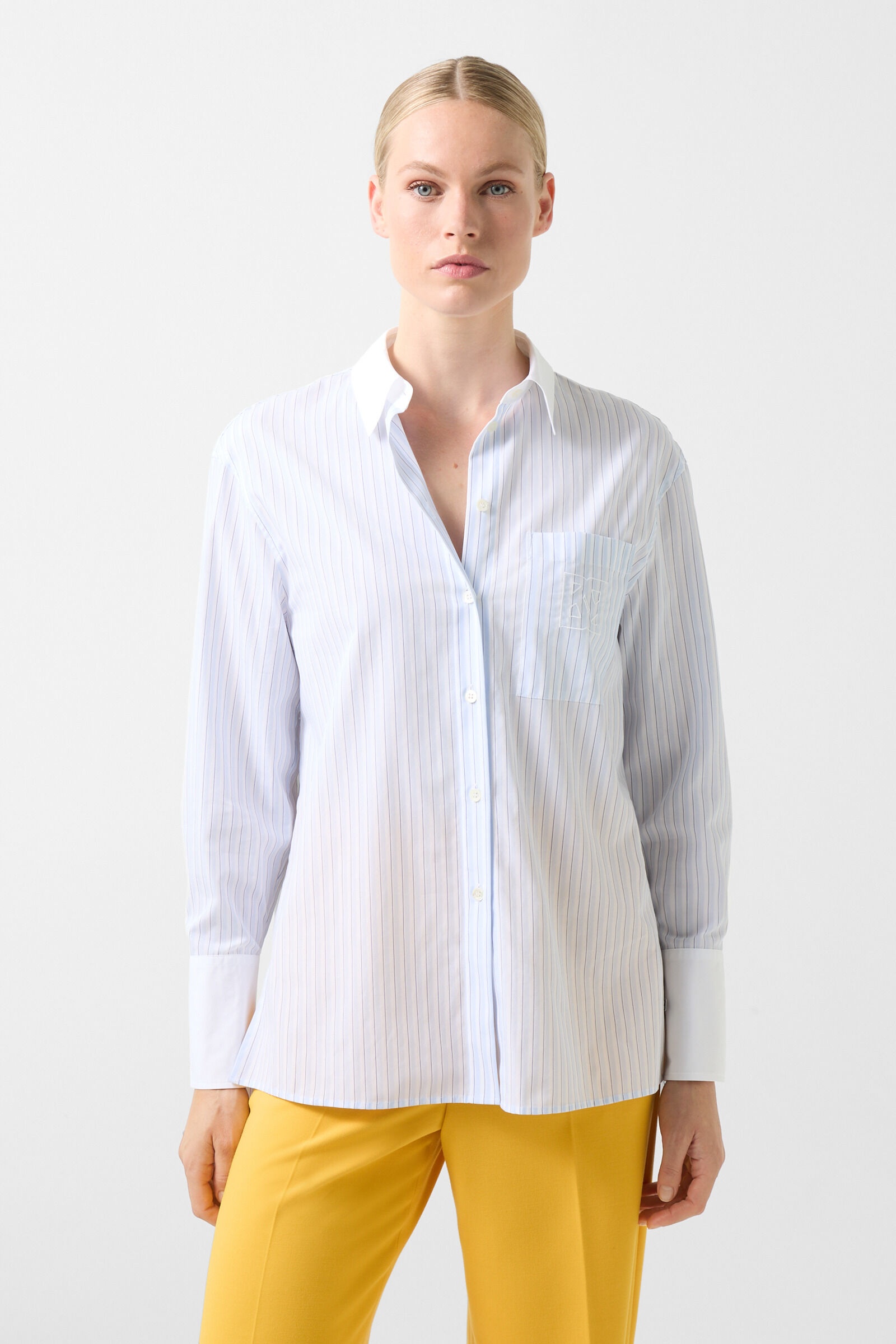 Noalie Shirt blouse in White/Light blue - 2