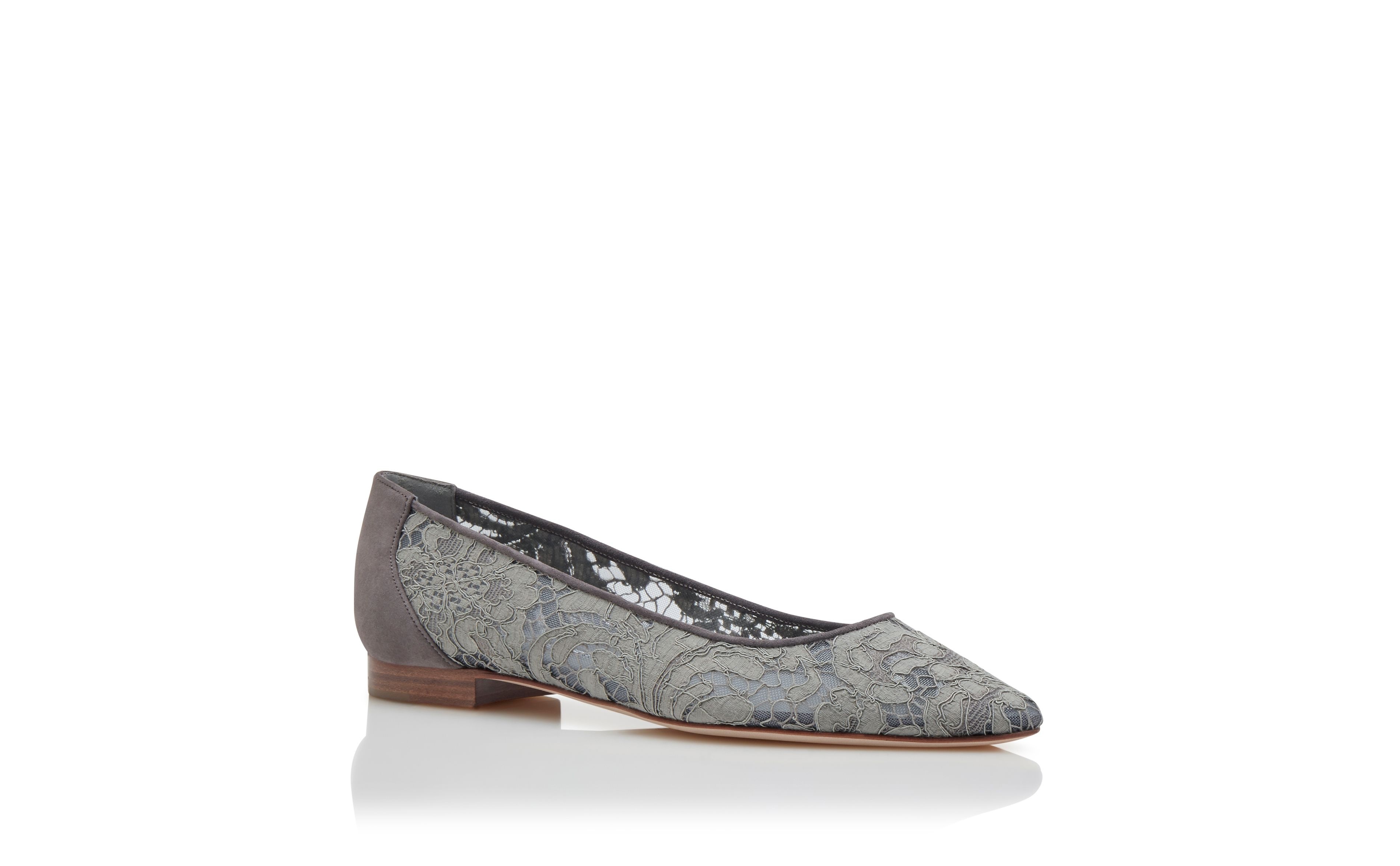 Grey Lace Flat Shoes - 3