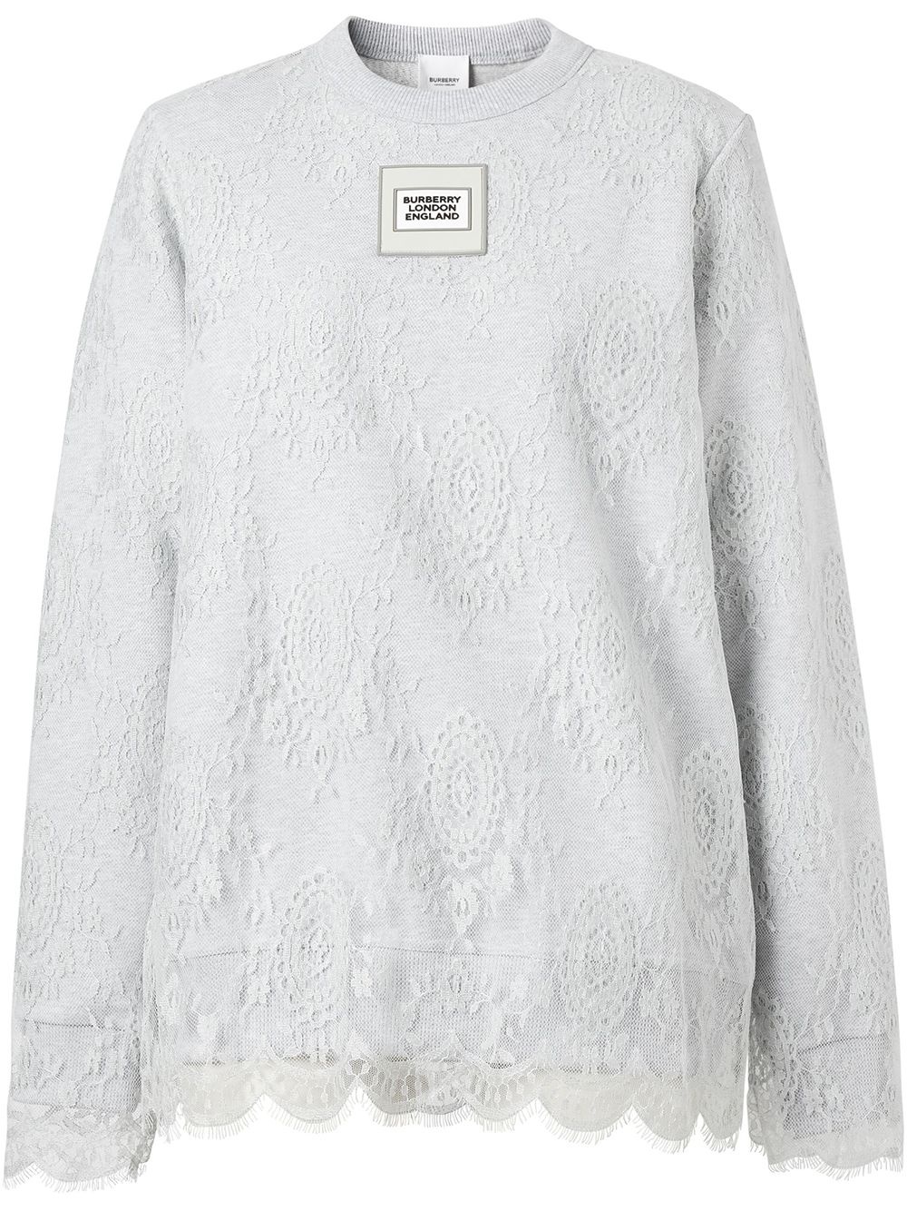 lace overlay sweatshirt - 1