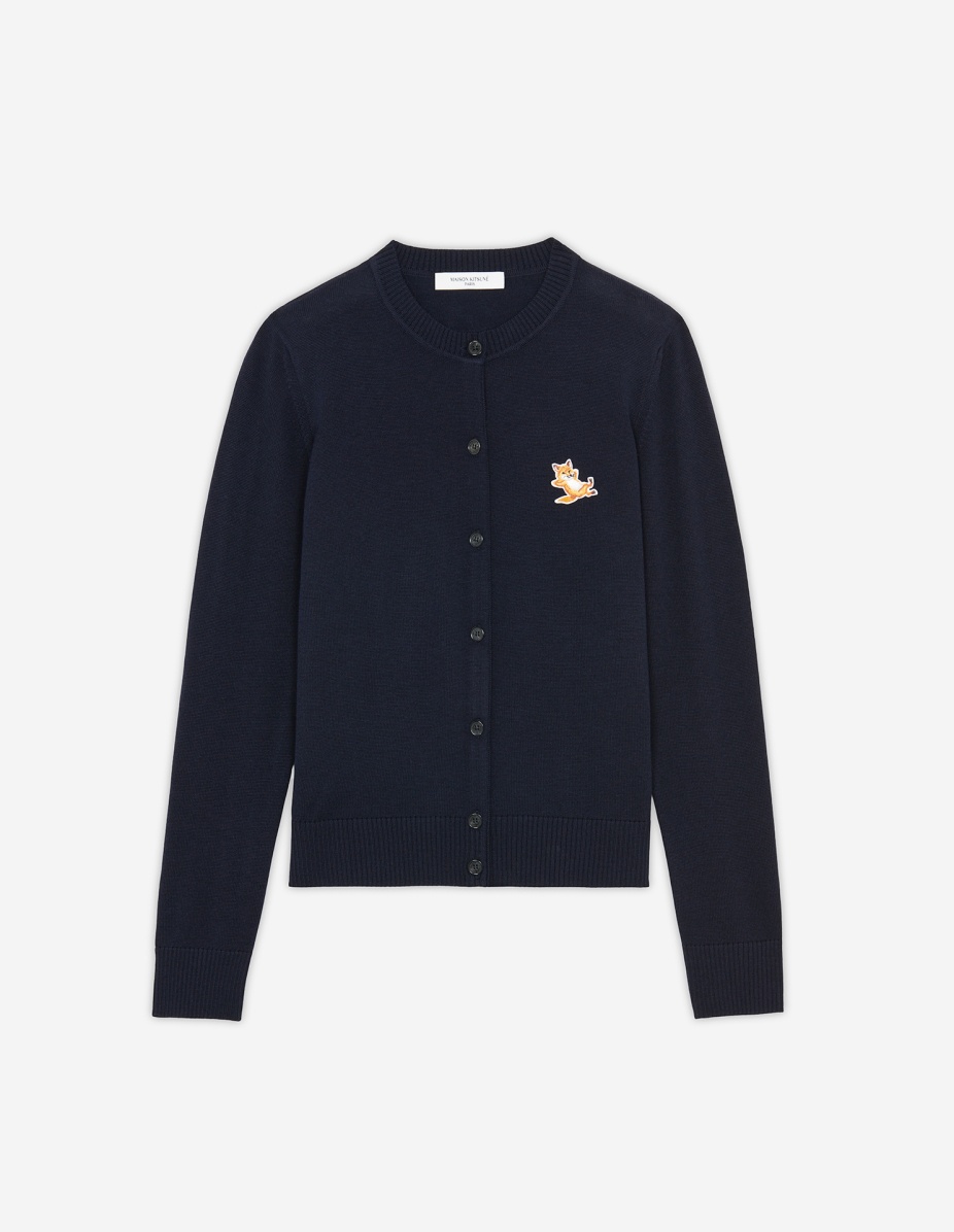 CHILLAX FOX PATCH ADJUSTED R-NECK CARDIGAN - 1