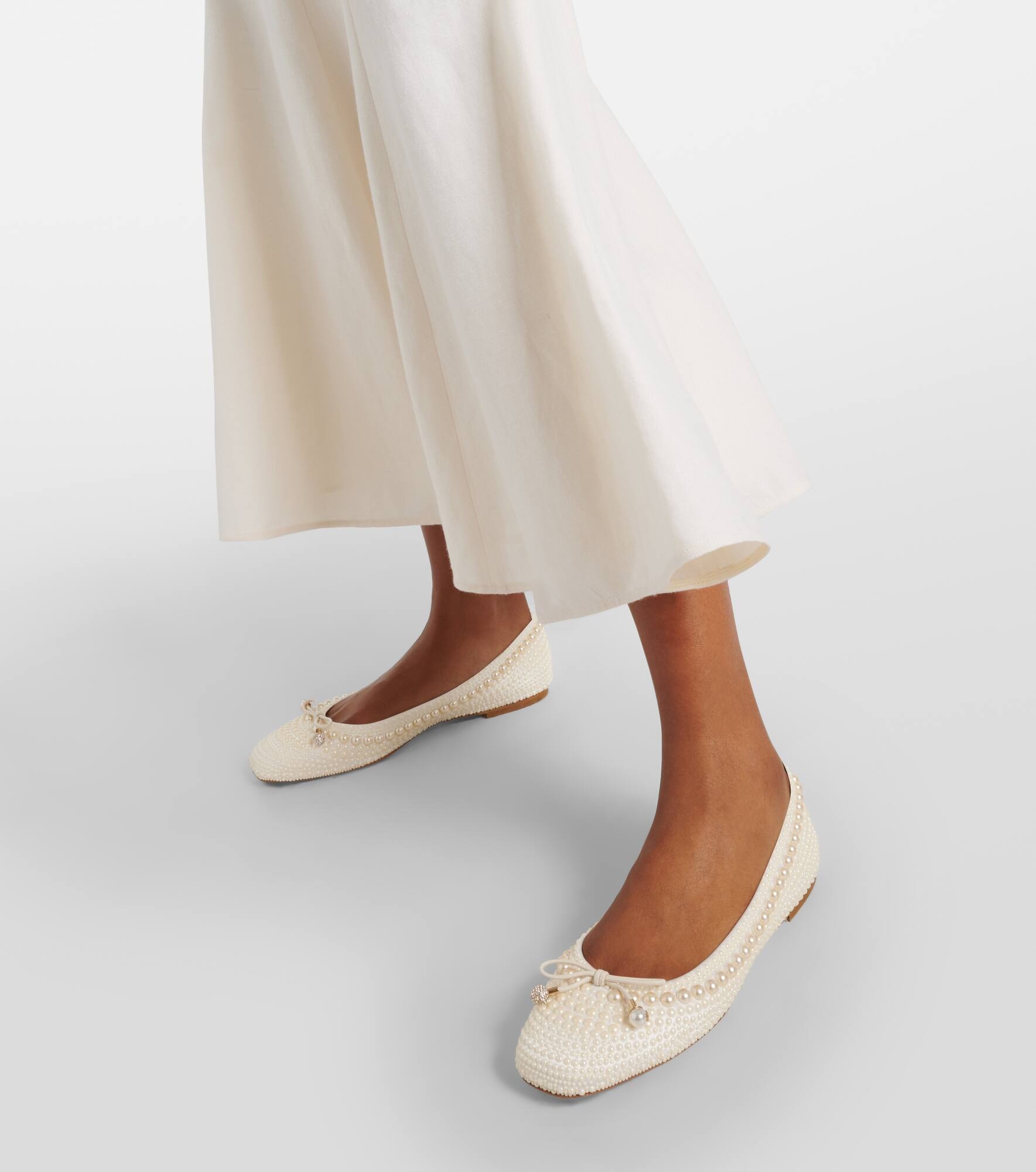 Elme embellished satin ballet flats - 4