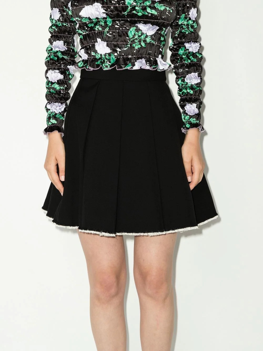 pleated raw-hem skirt - 2