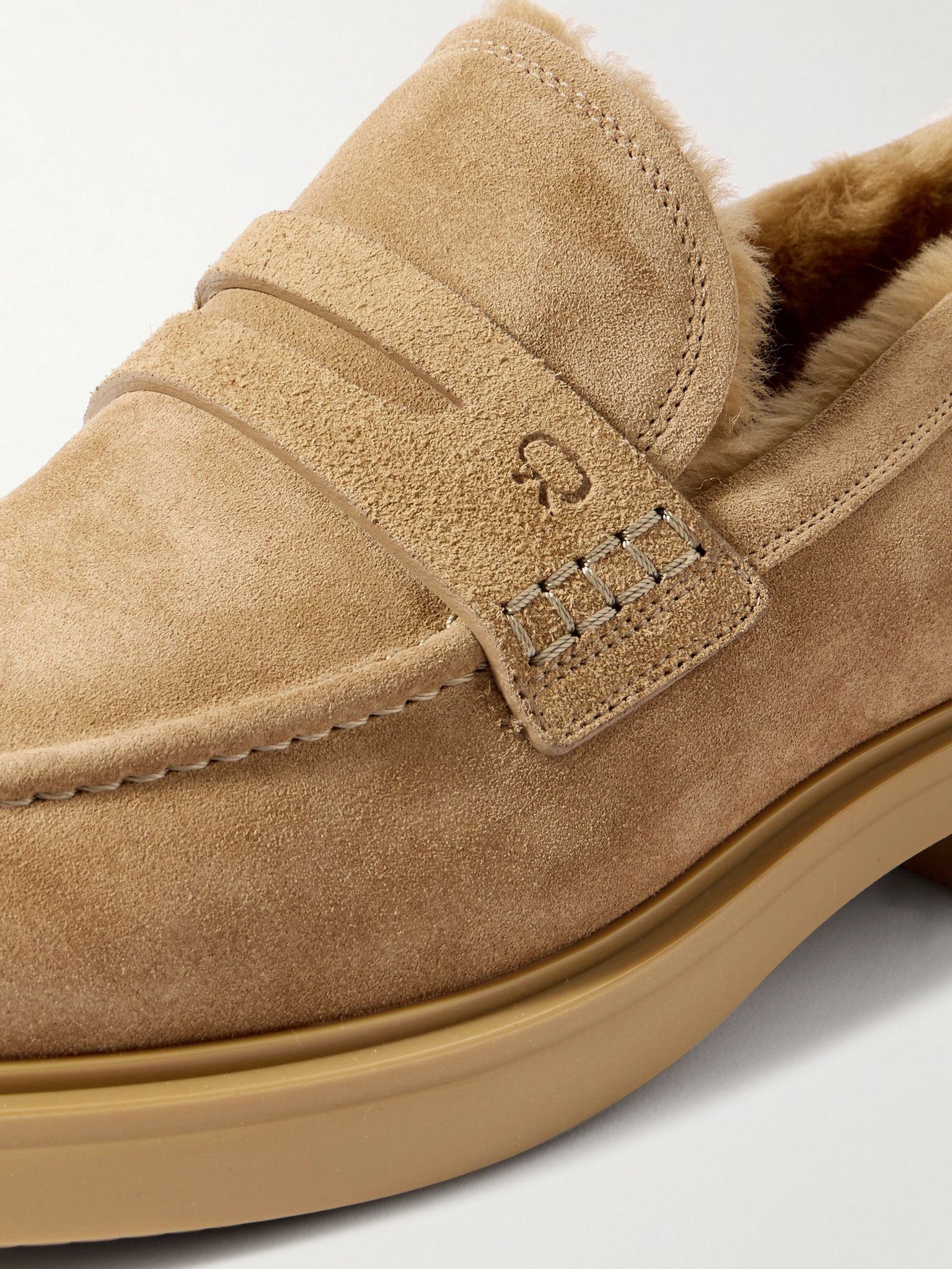 Harris 20 shearling-lined suede loafers Camel - 4
