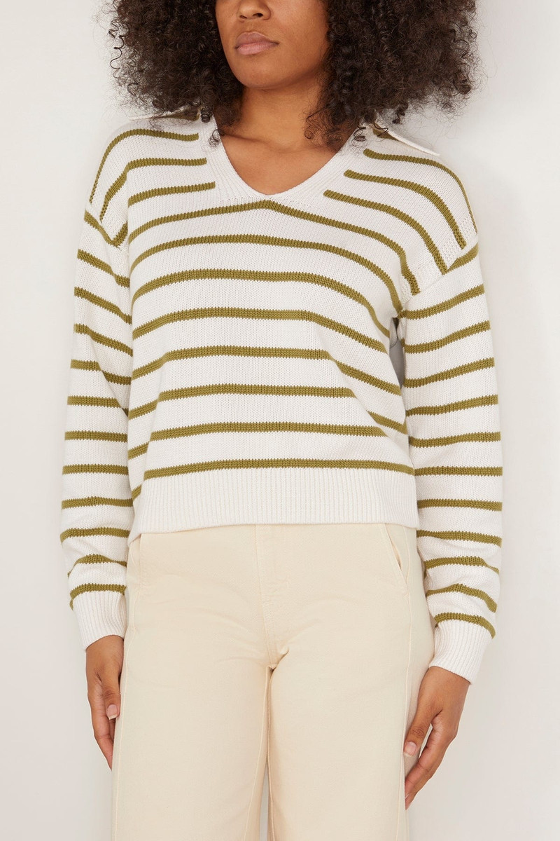 Stripe Murphy Sweater in Chalk/Willow 3