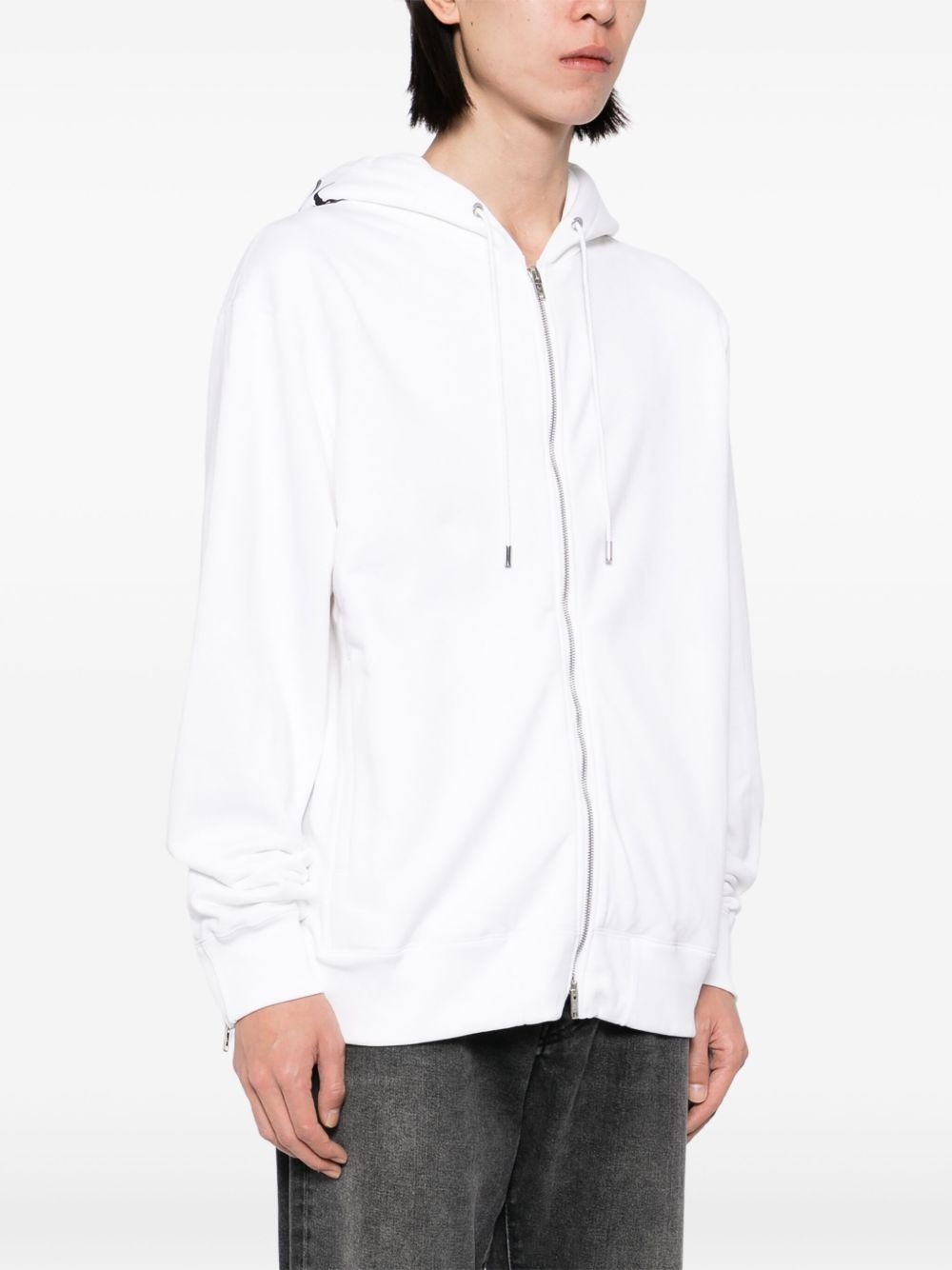 logo-printed zip-up hoodie - 3
