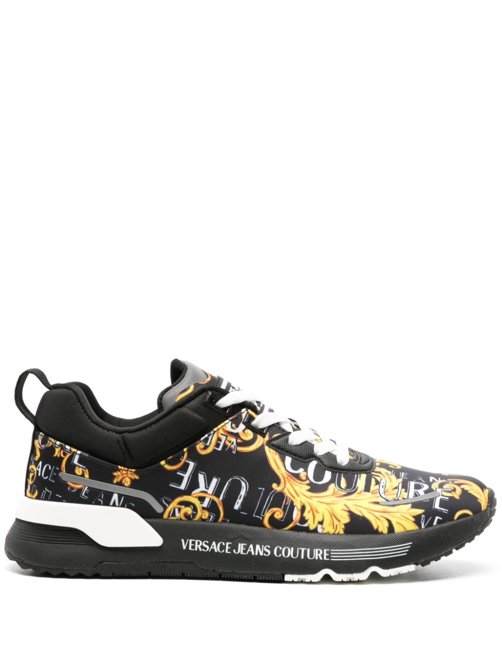 Barocco-print panelled sneakers - 1
