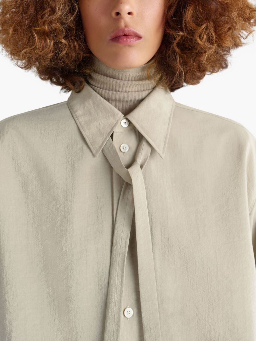 tied-neck buttoned shirt - 5