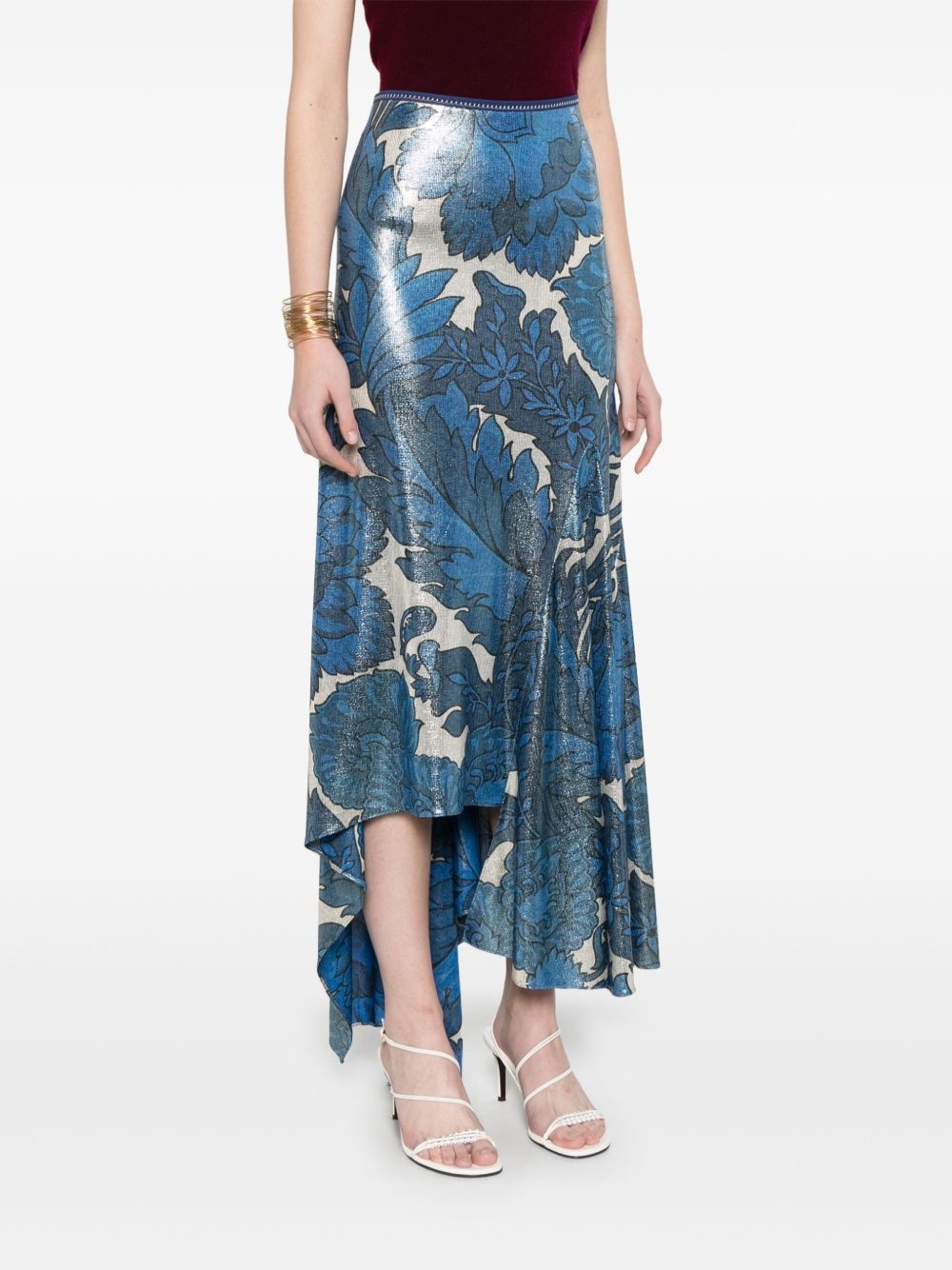 floral-print asymmetric skirt - 3