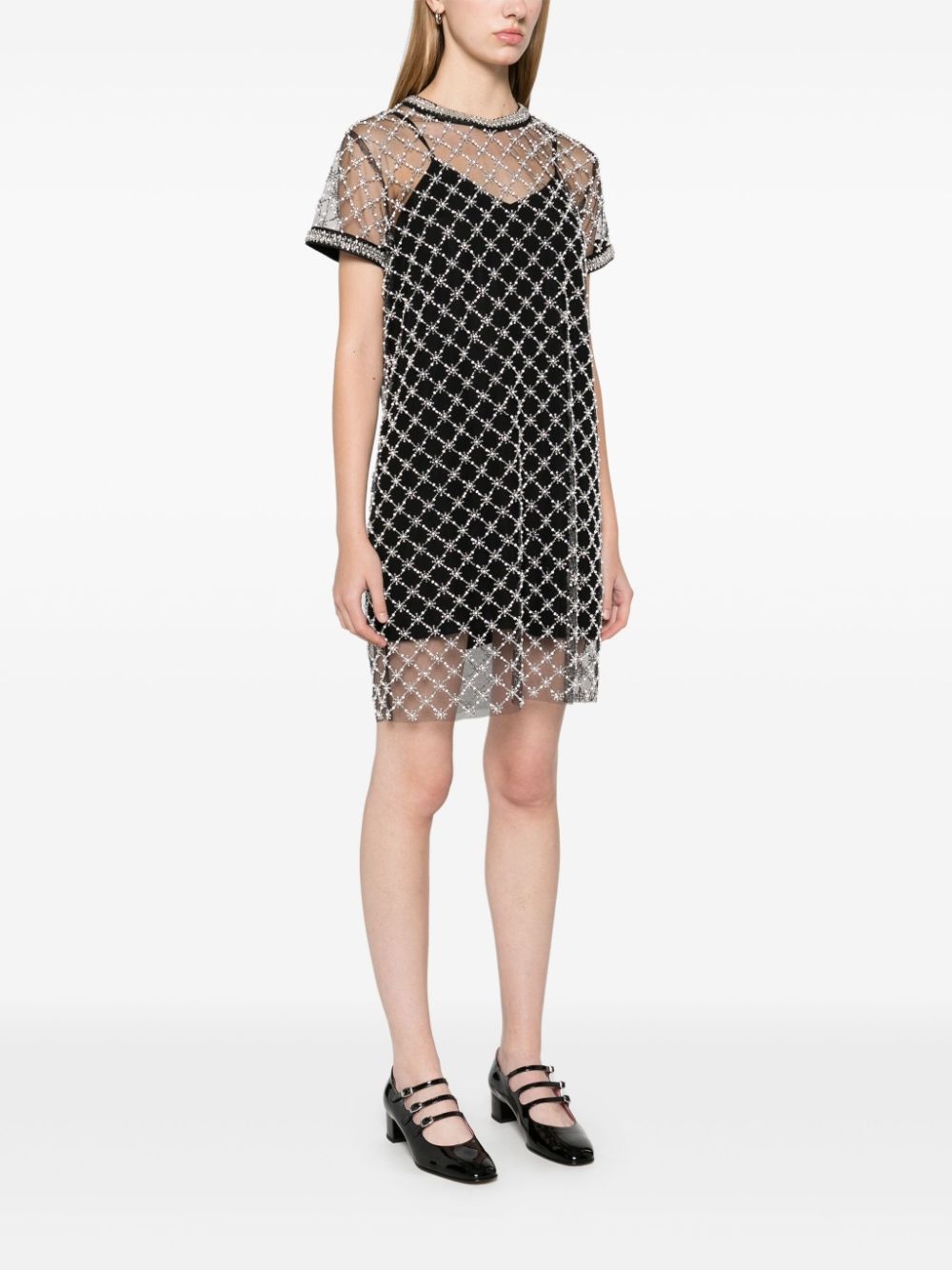 embroidered tulle mini dress - 3