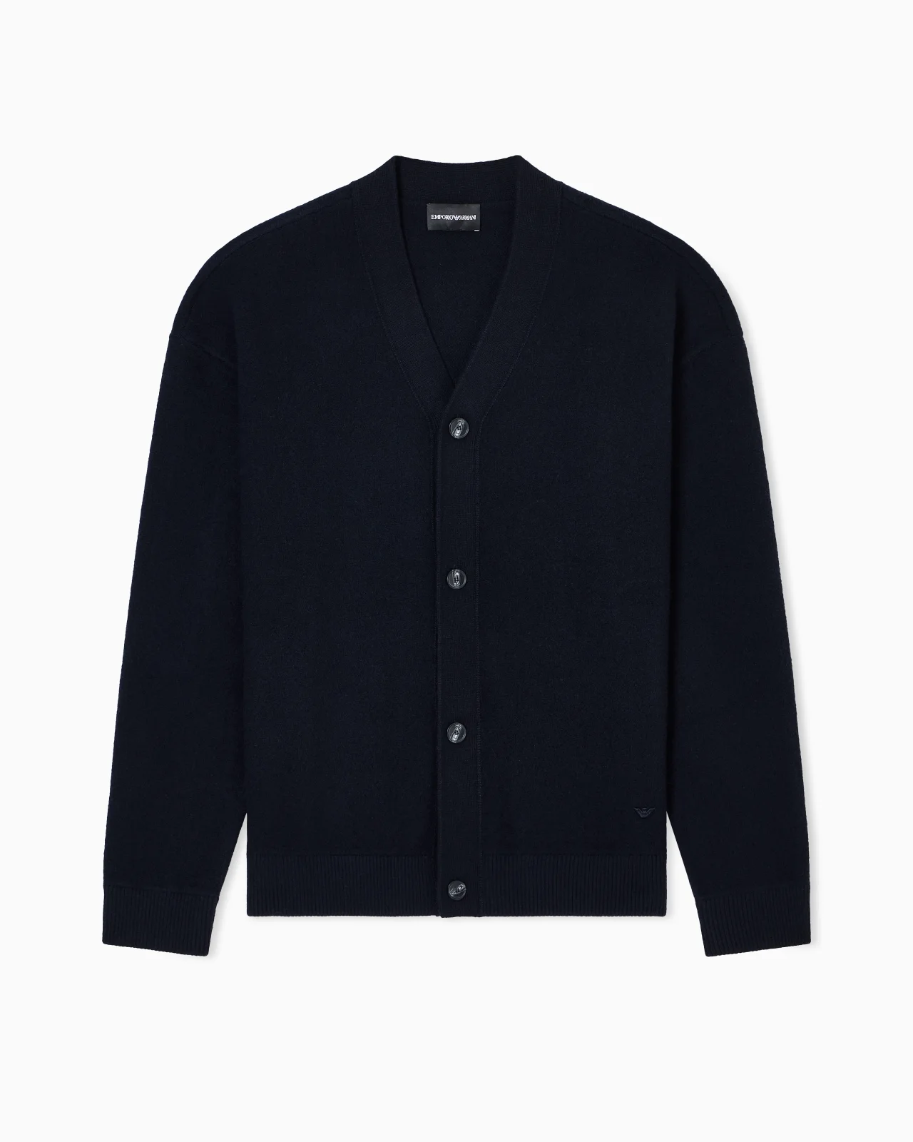 V-NECK CARDIGAN MADE OF PLUSH-KNIT VIRGIN WOOL - 1