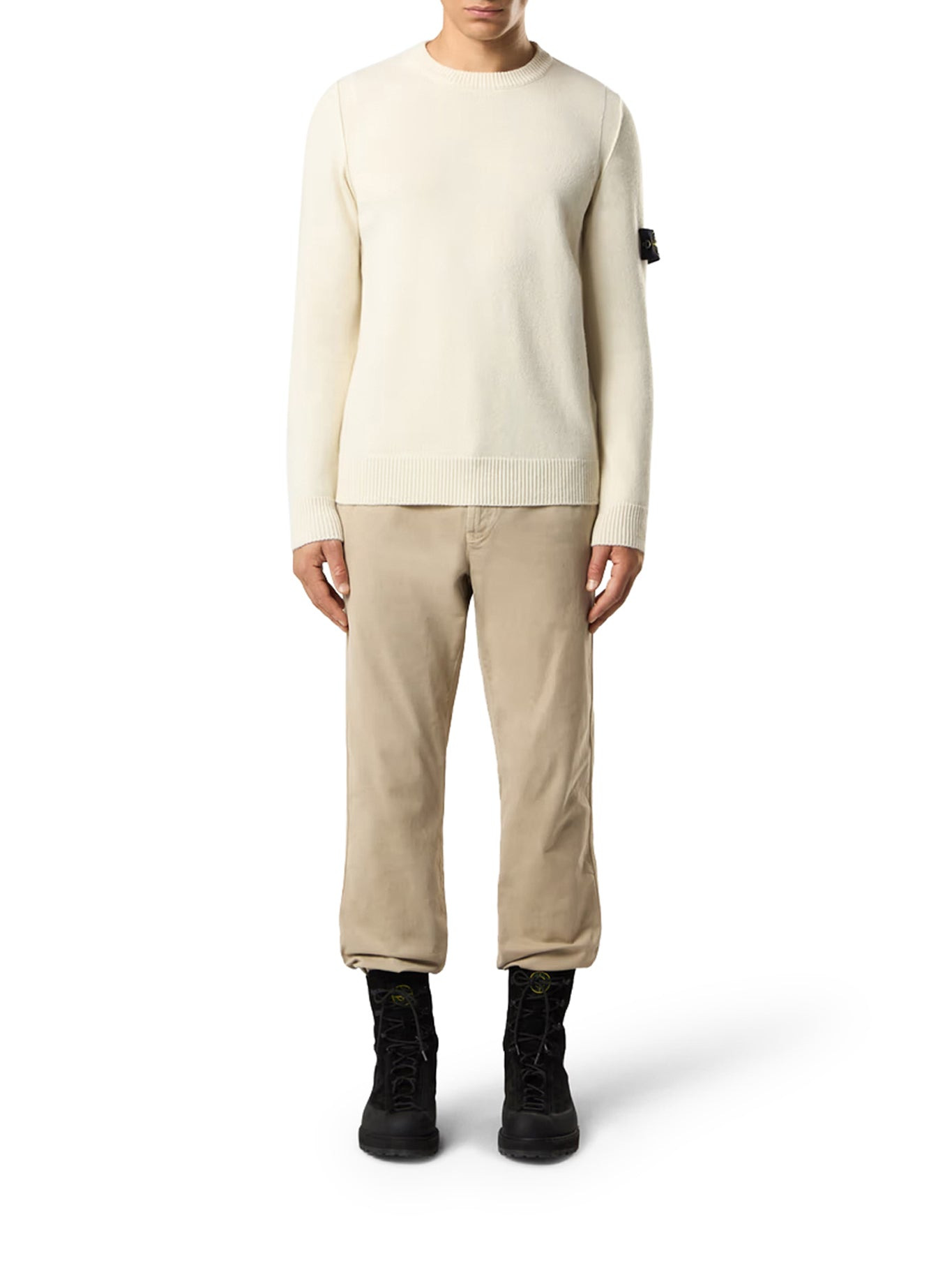 MELANGE EFFECT SWEATER WITH COMPASS LOGO - 1