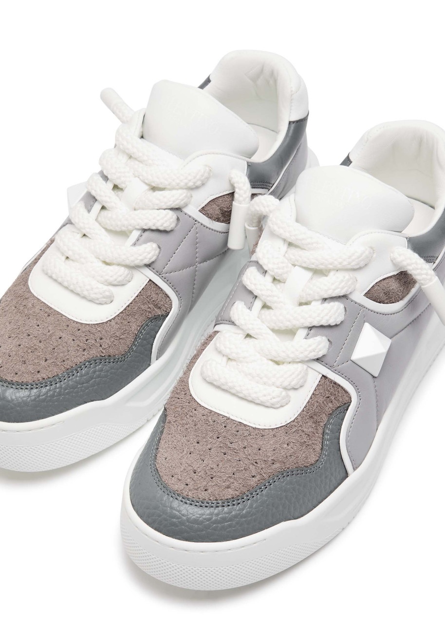 Valentino One Stud Panelled Leather Sneakers - 3