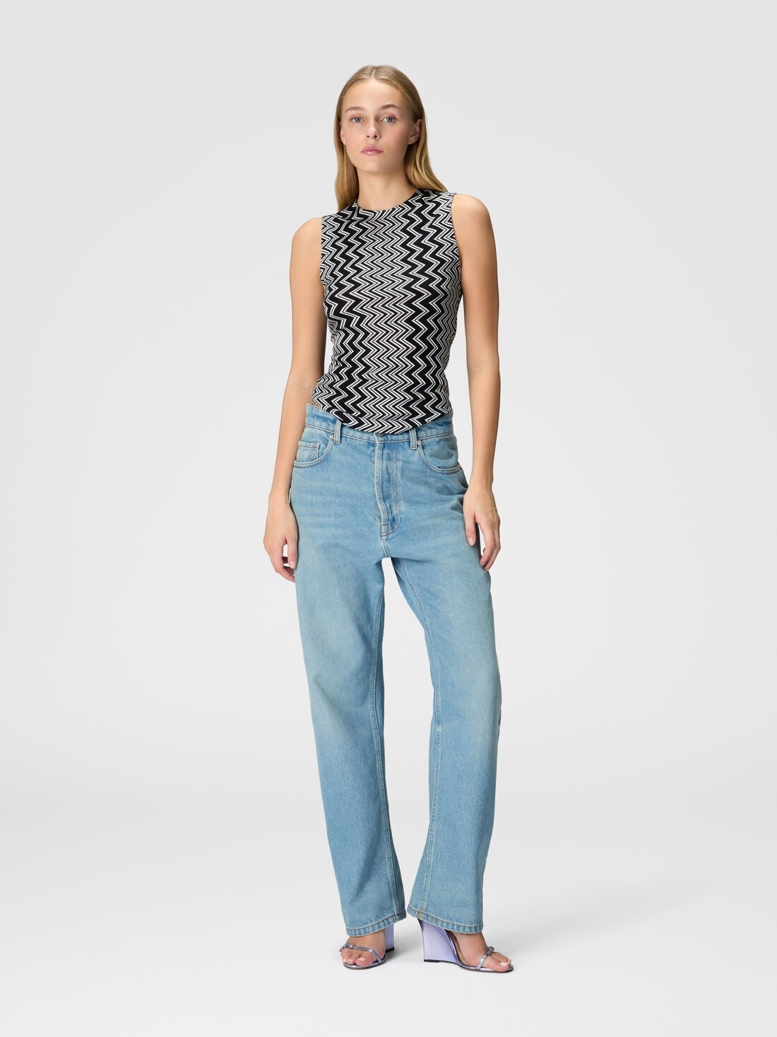 Zigzag wool and viscose tank top - 2