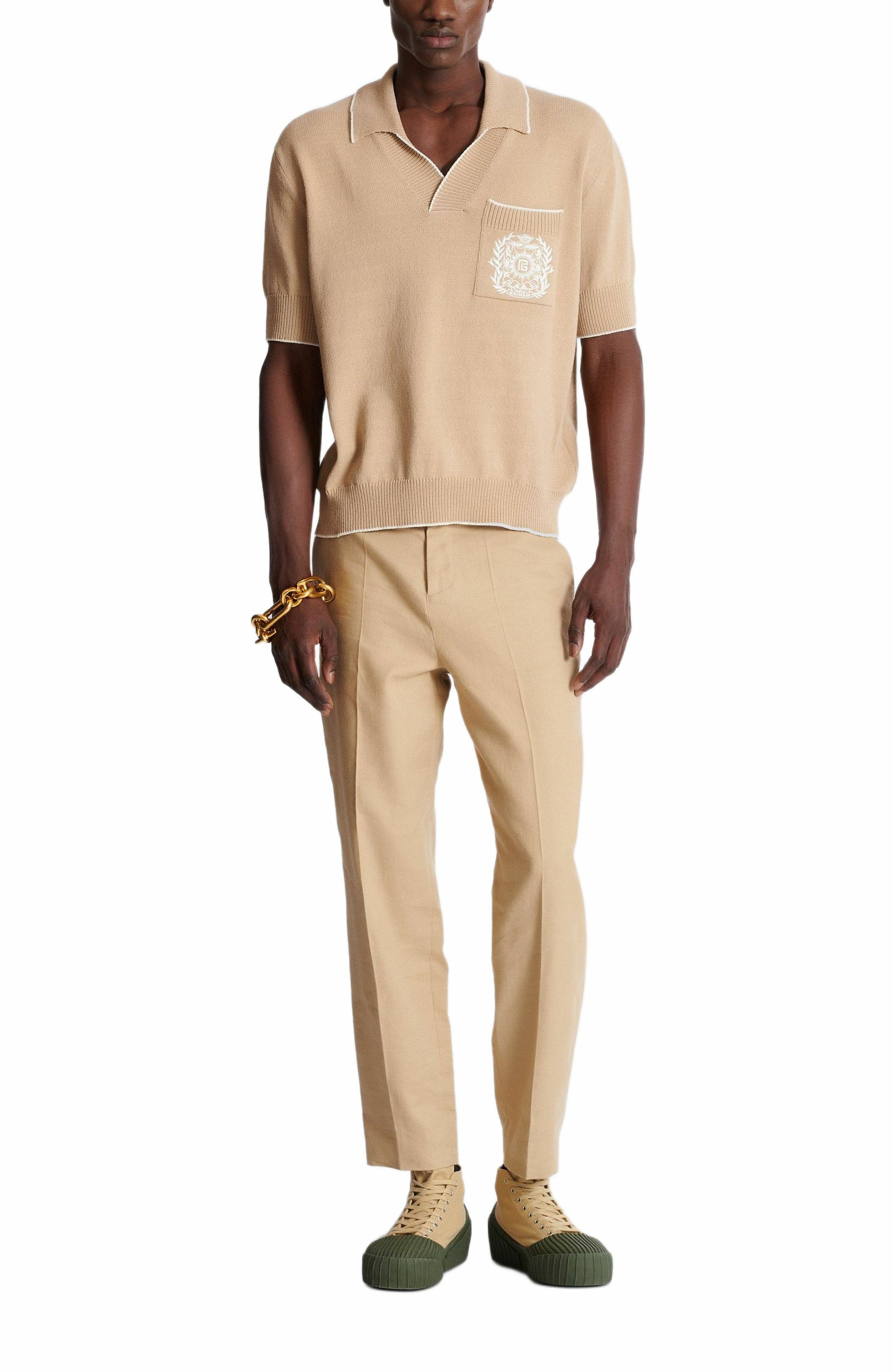 Balmain Straight-leg tailored canvas trousers in Beige at Nordstrom - 3