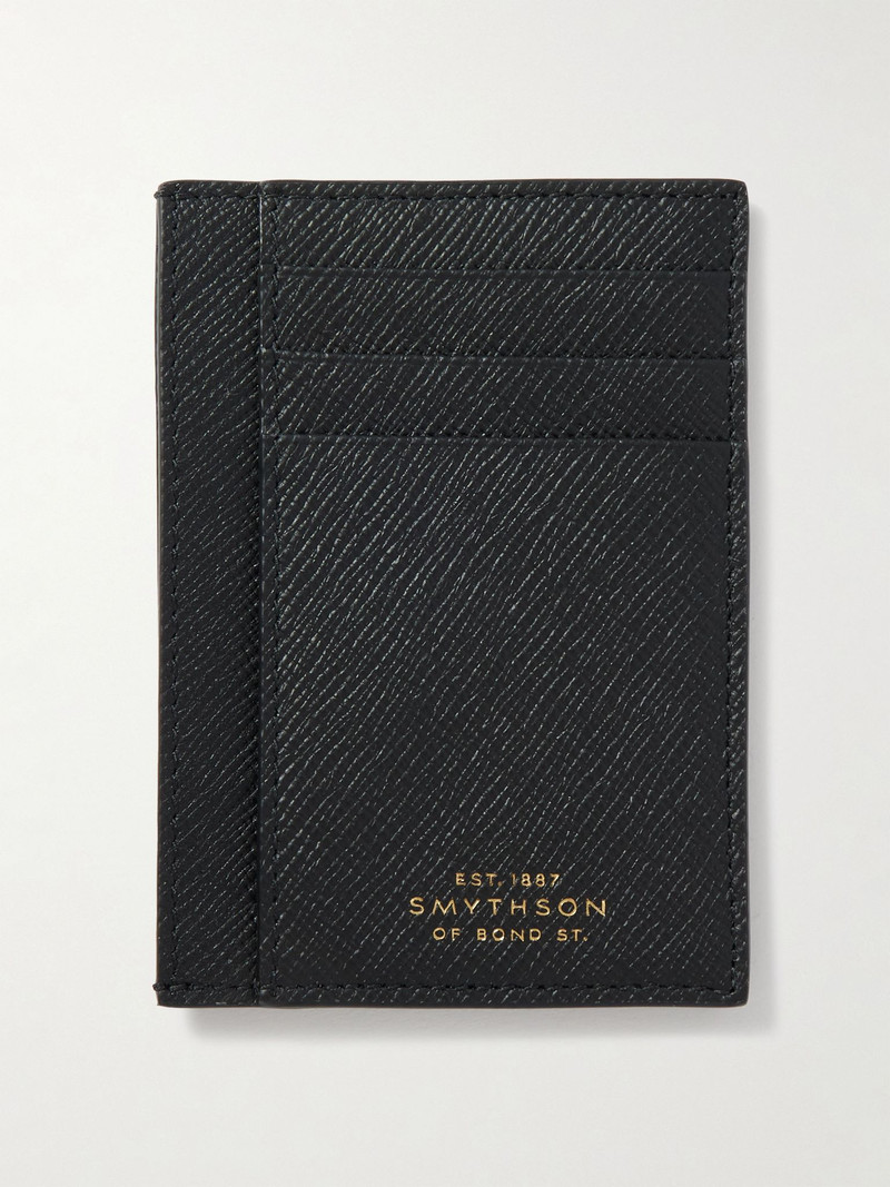 Panama Cross-Grain Leather Cardholder Black 1