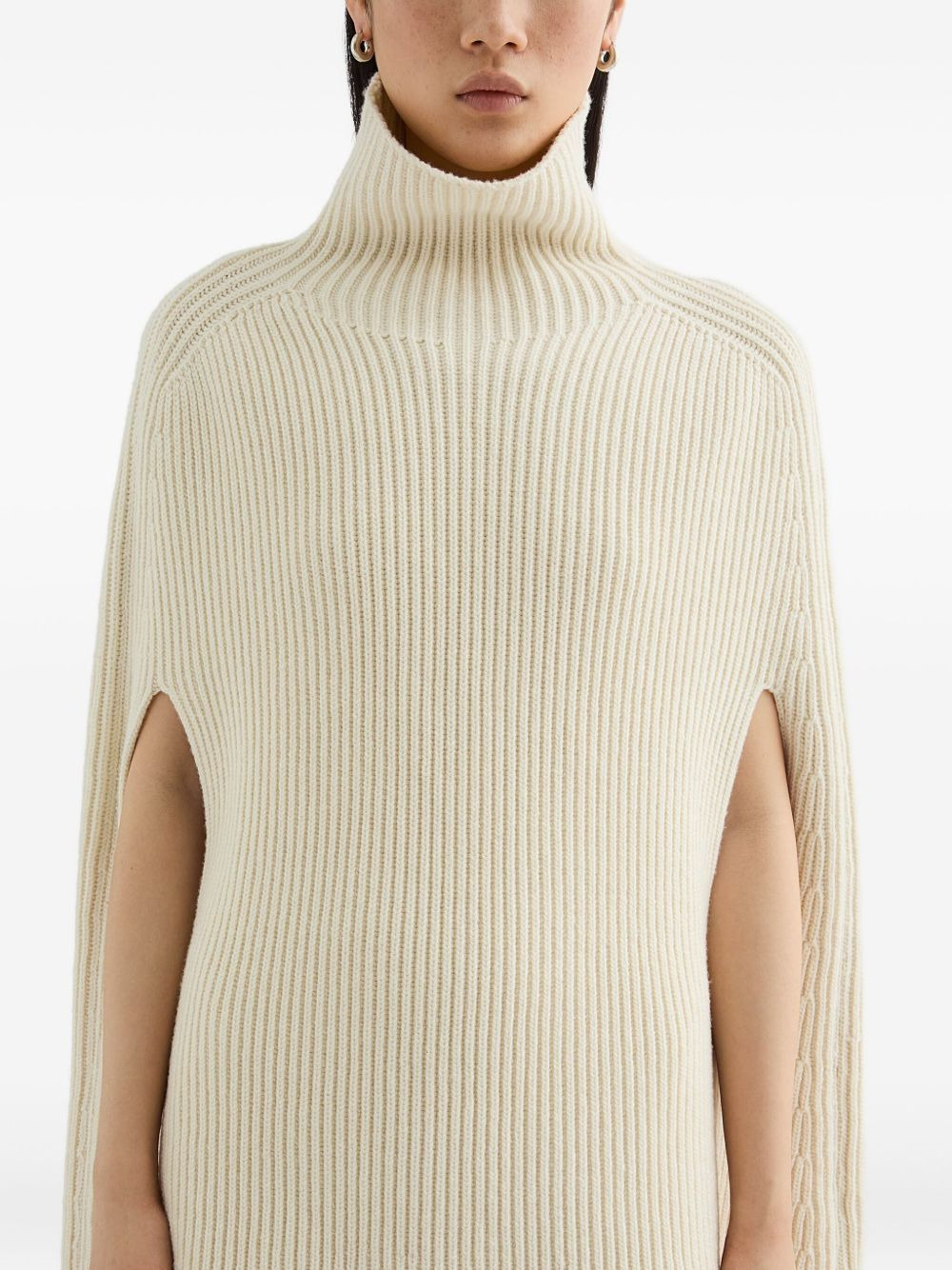 high-neck ribbed cape - 5