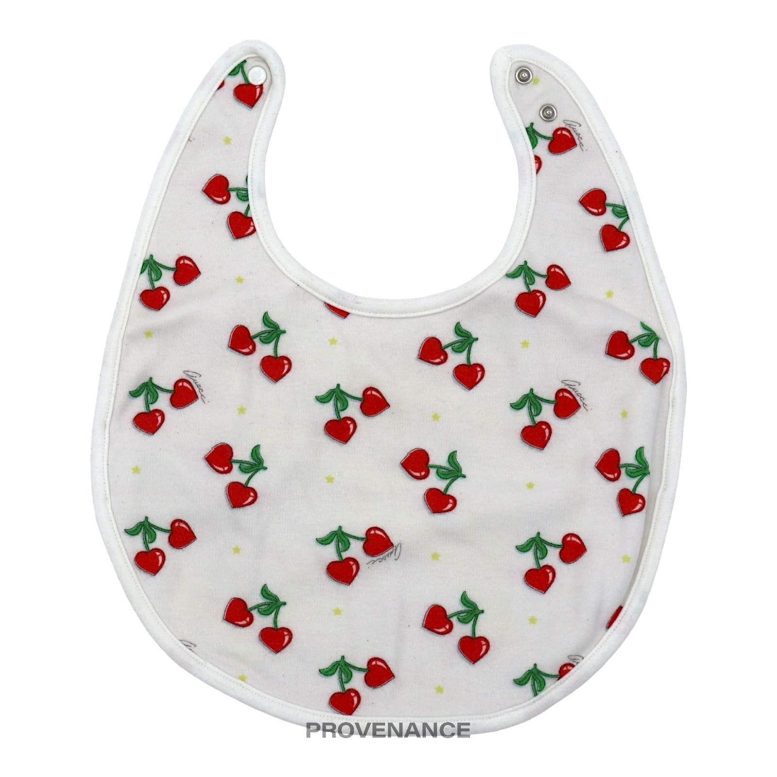 Gucci Logo Baby Infant Bib - Heart Cherry Striped Cotton - 1