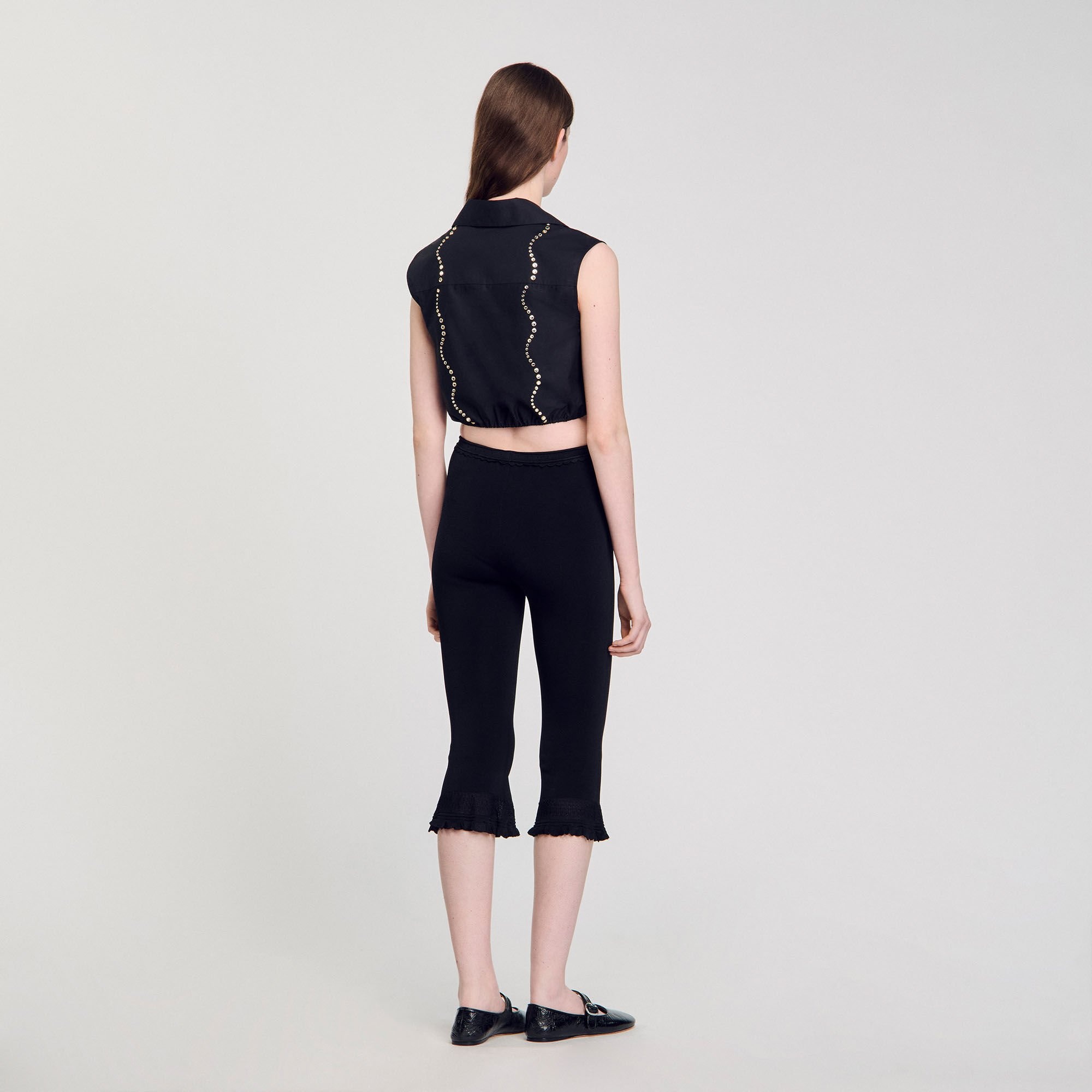 RHINESTONE CROPPED SHIRT - 5