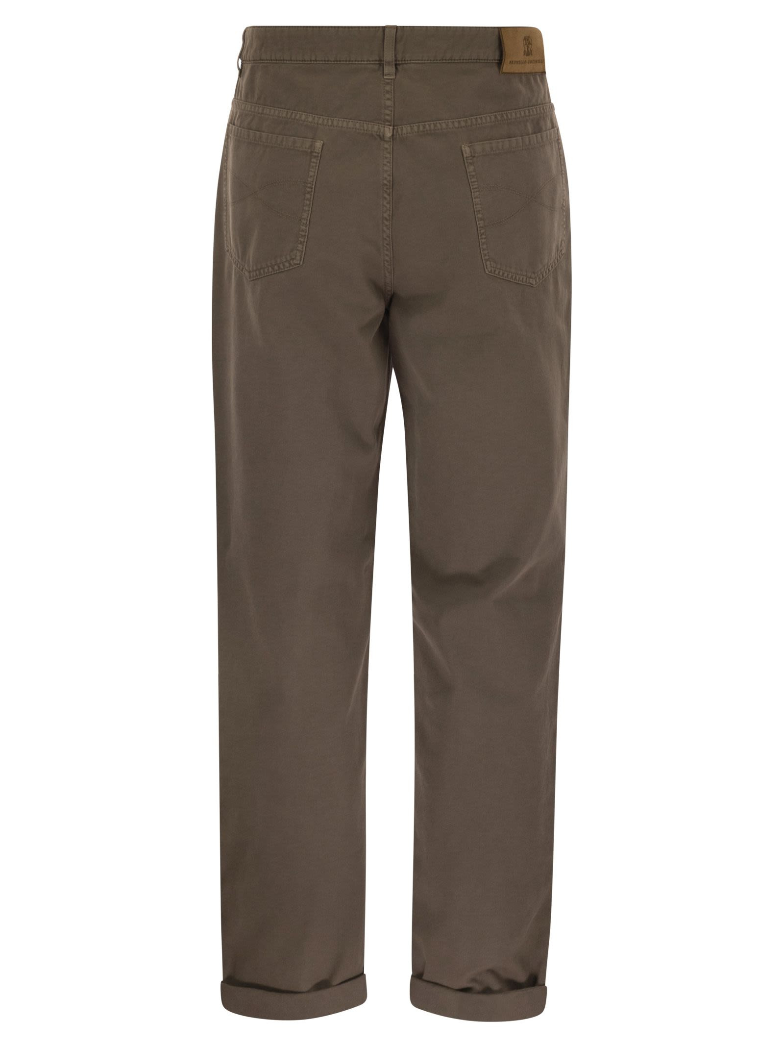 Brunello Cucinelli Men Five-Pocket Cotton Gabardine Pants - 2