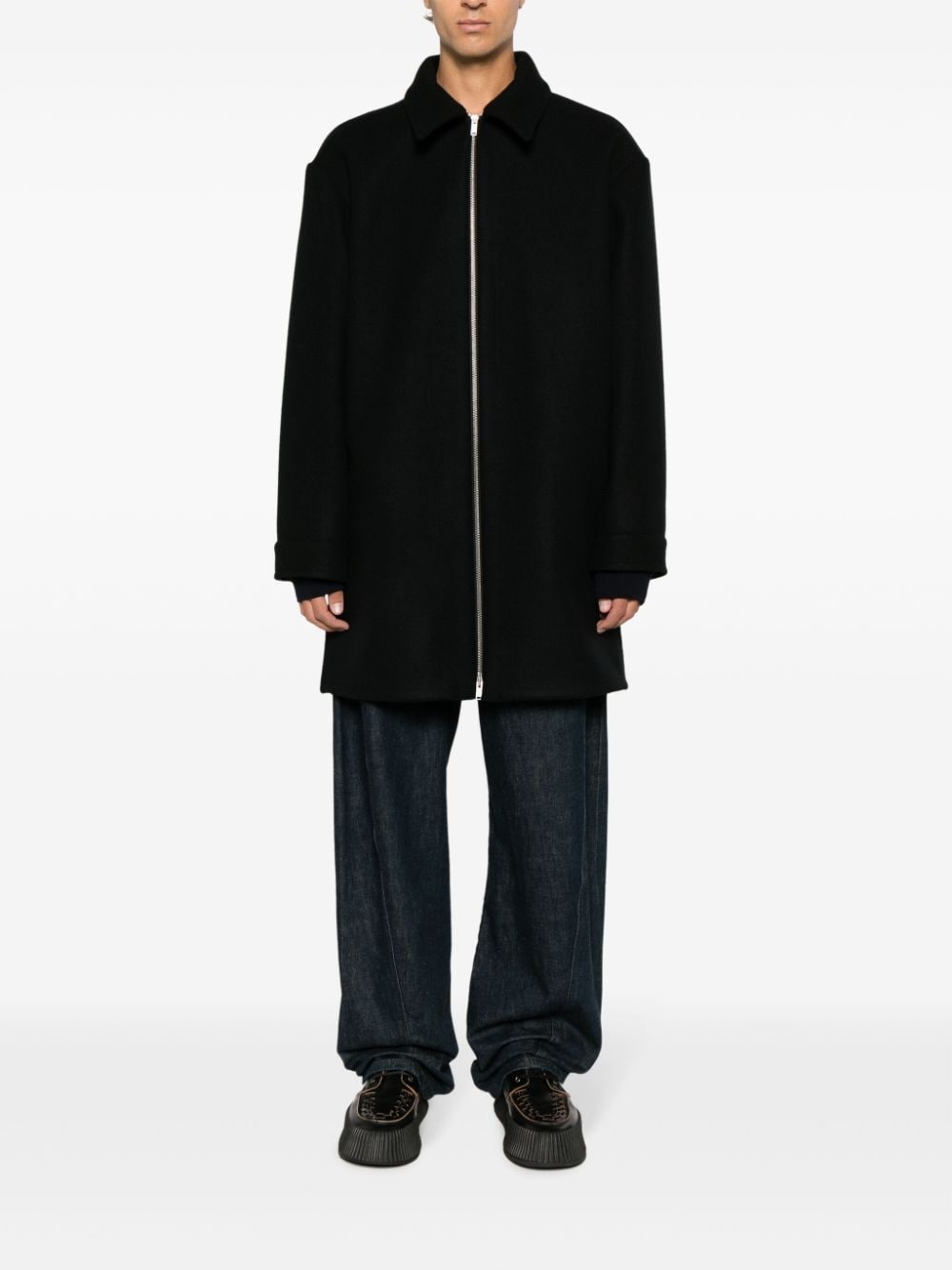 zip-up wool coat - 2