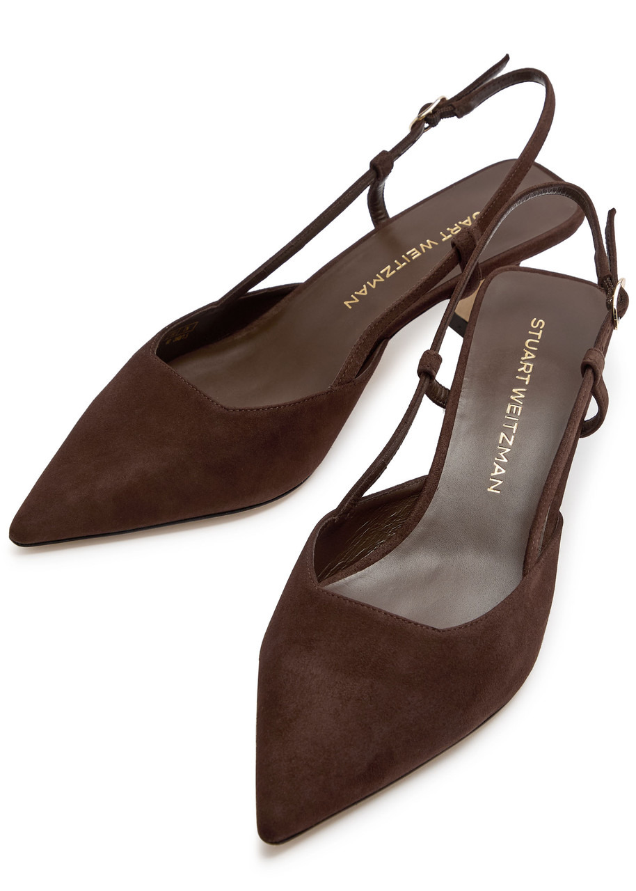 Stuart Weitzman Vinnie 50 Suede Slingback Pumps - 3