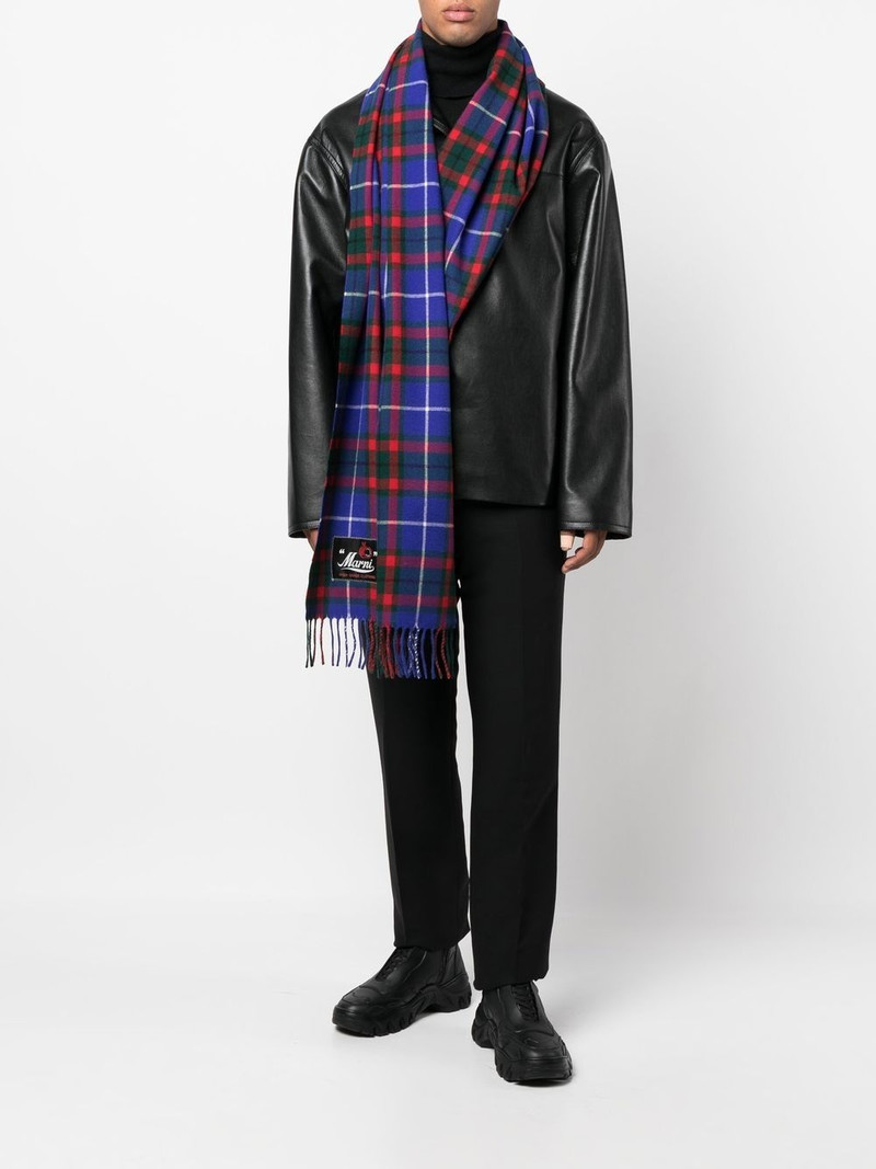 Marni check-pattern knitted scarf outlook