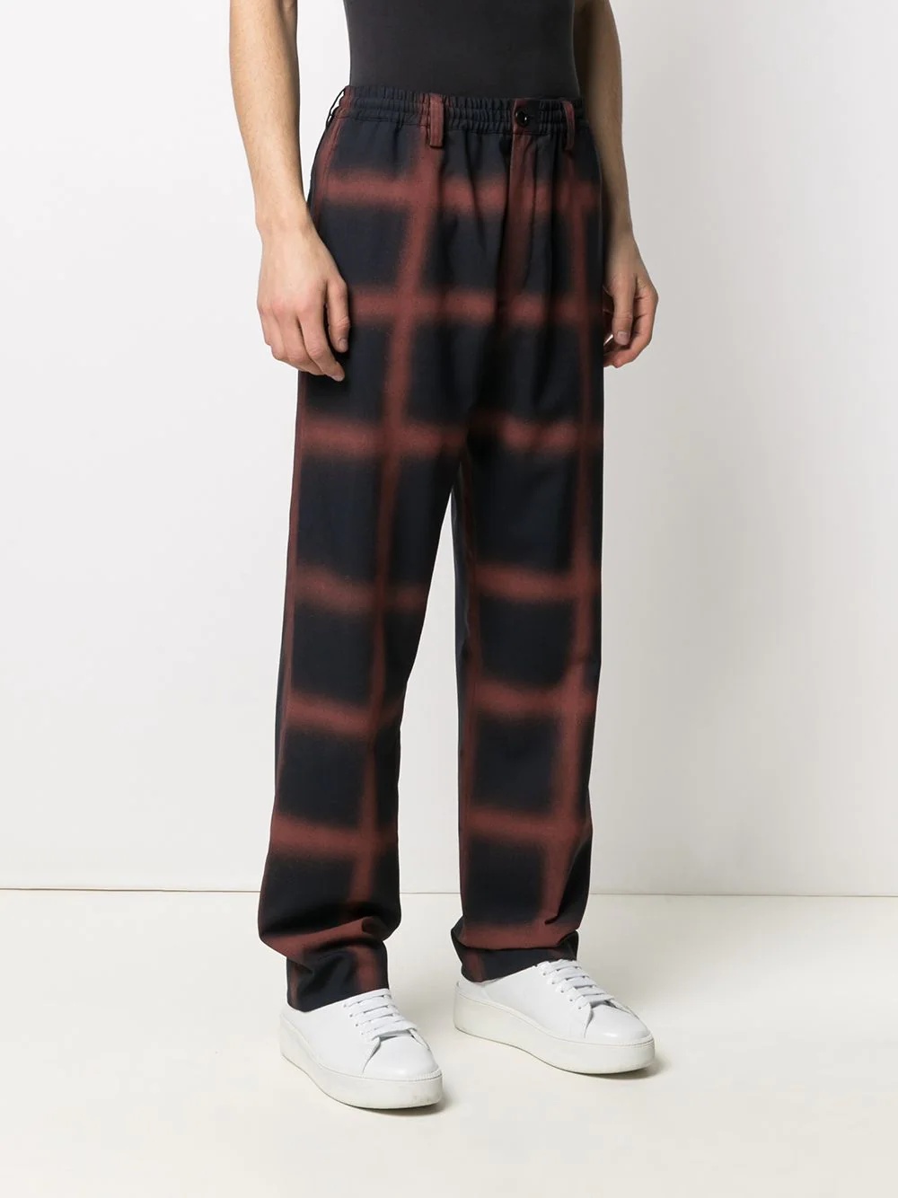 sprayed check-print trousers - 3