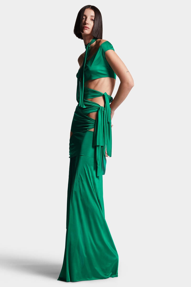 SHINY VISCOSE JERSEY LONG DRESS 3