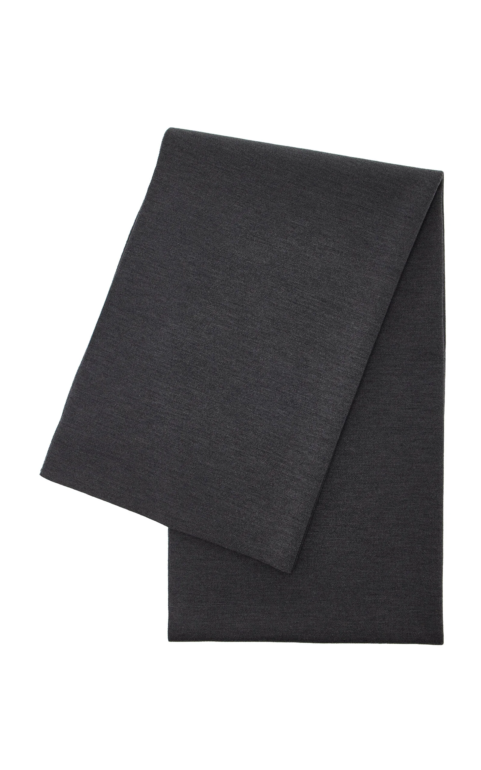 Long Wool Knitted Scarf dark grey - 1