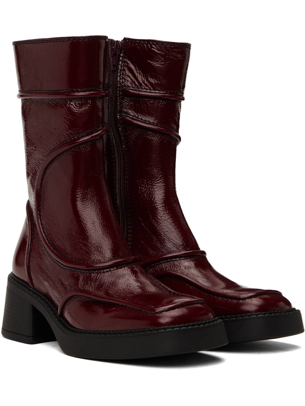 Burgundy Malene Boots - 4