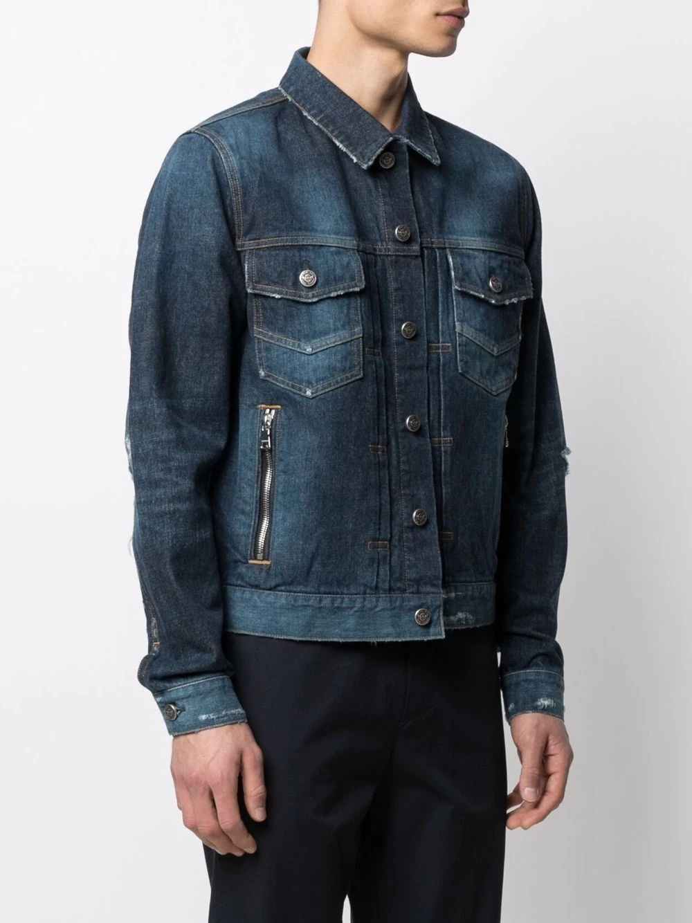 distressed-effect denim jacket - 3