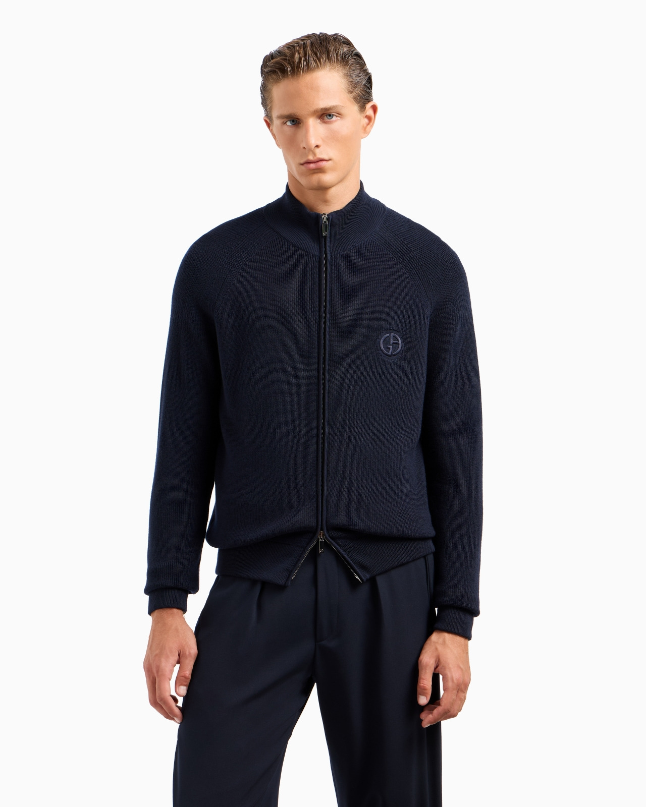 Virgin-wool, zip-up cardigan - 2