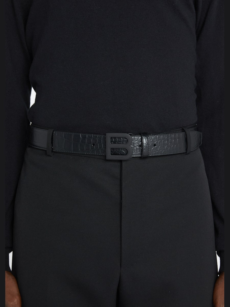 BALENCIAGA Men's Hourglass B-Logo Tonal Leather Belt outlook
