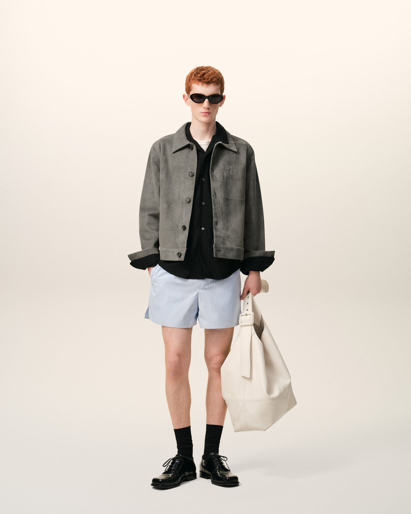 AMI Paris GREY GOAT LEATHER AMI DE COEUR BUTTONED JACKET outlook