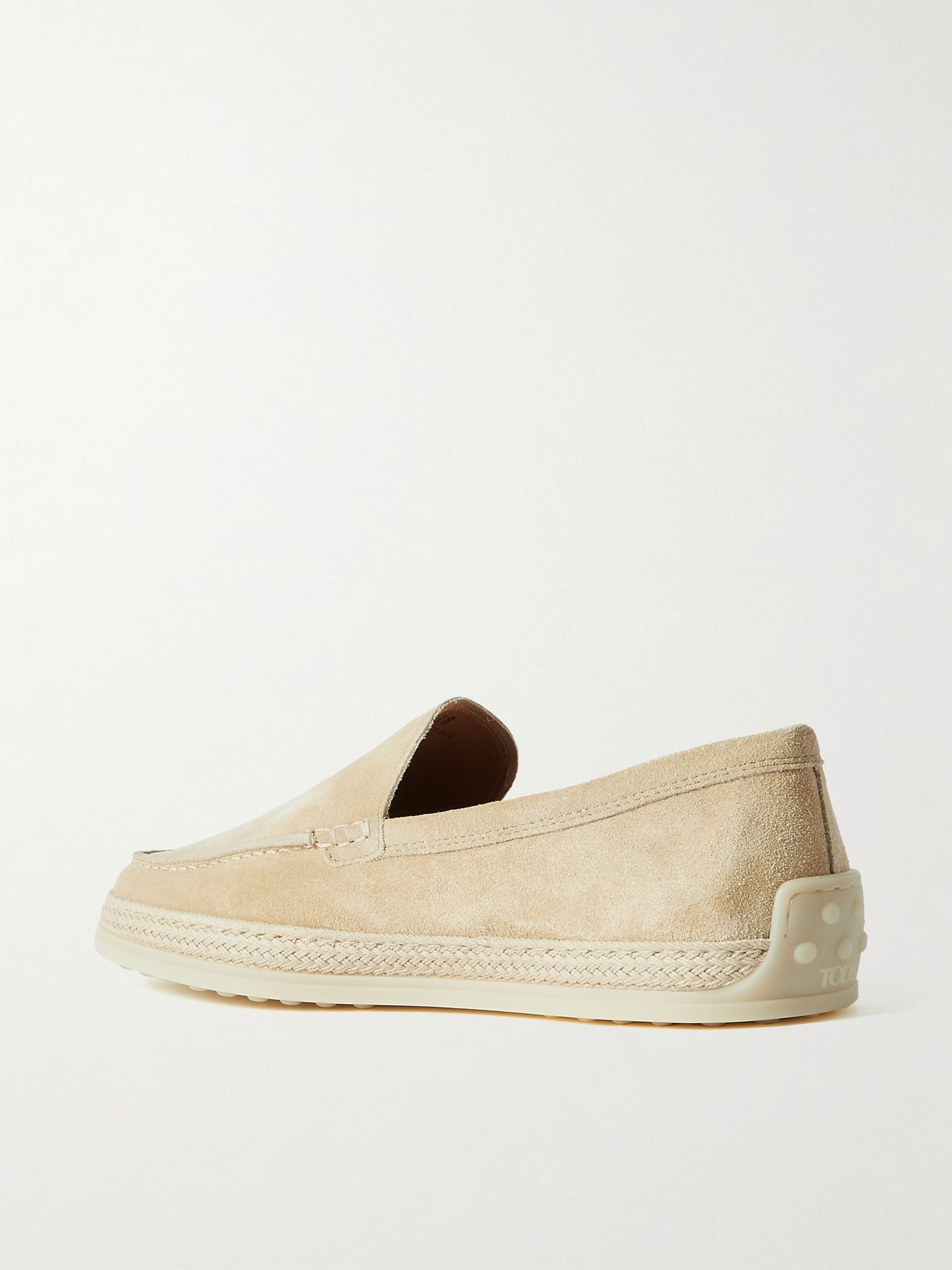 Raffia-trimmed suede loafers Beige - 3