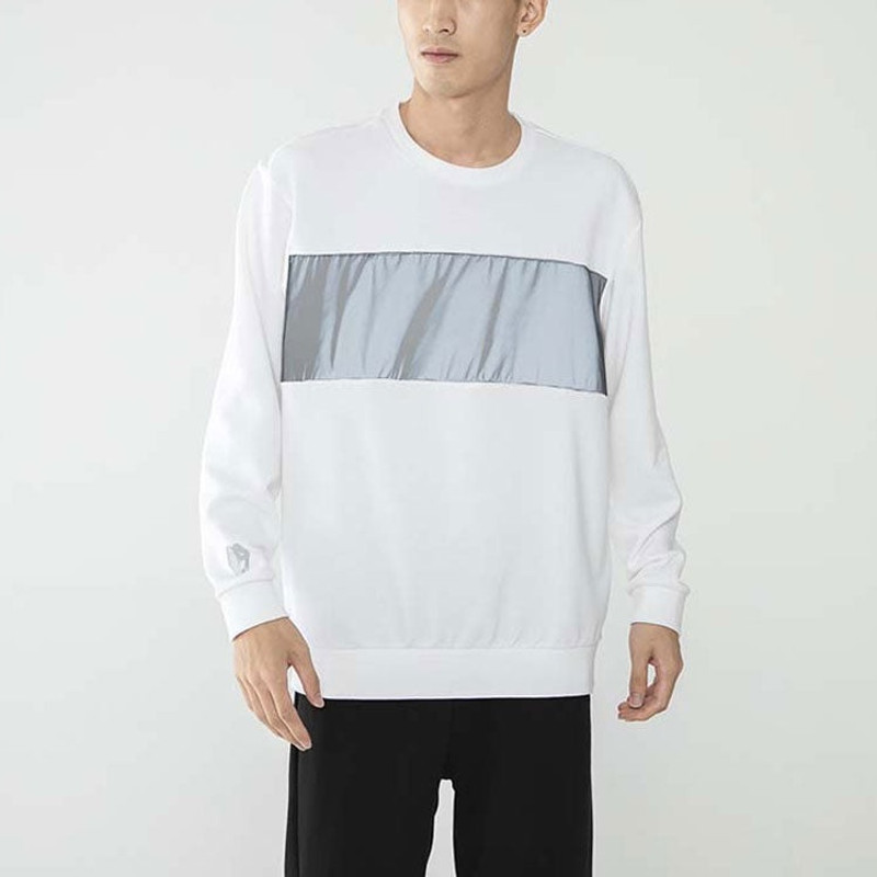 adidas Men's adidas neo Sw Irrd Swt Splicing Sports Round Neck Pullover White HB7381 outlook