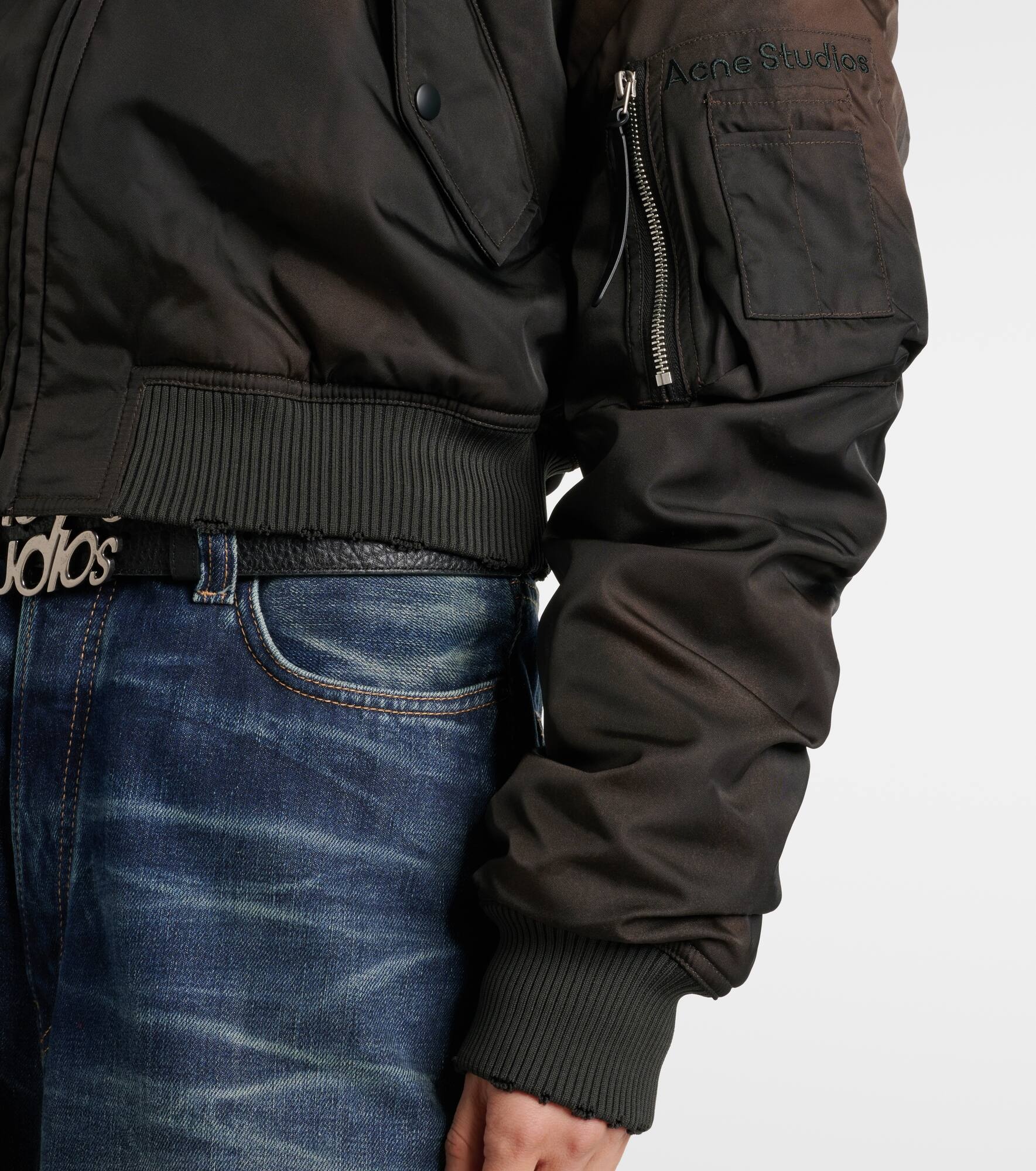 Cropped faux fur-trimmed bomber jacket - 5