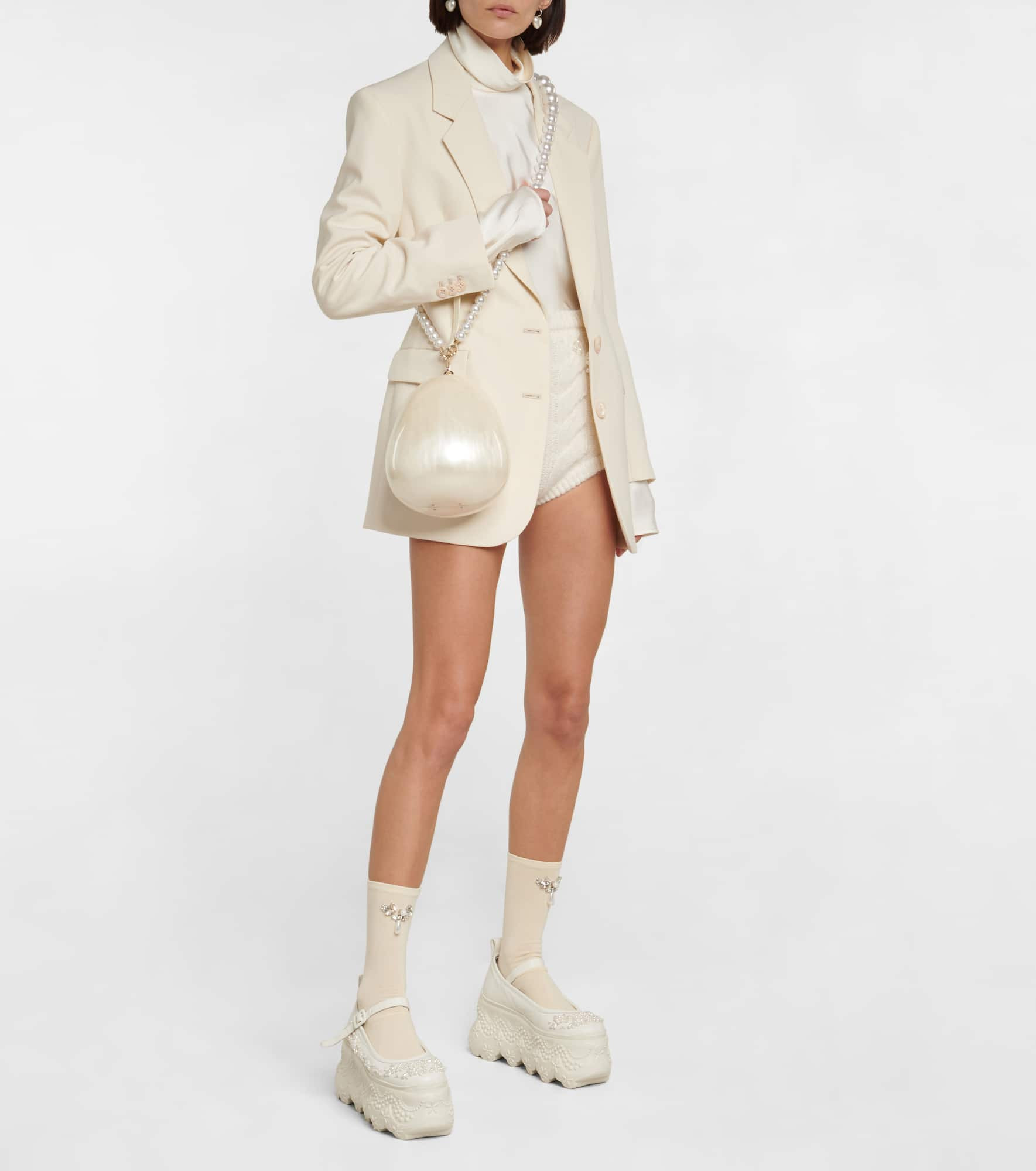 Egg leather-trimmed clutch - 5