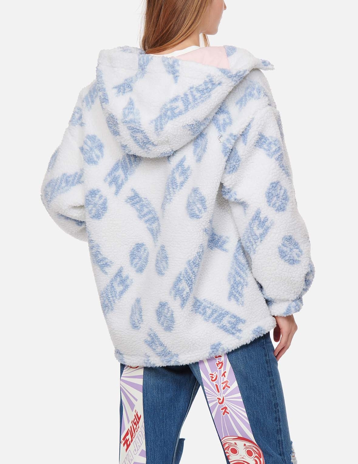 ALLOVER LOGO AND KAMON JACQUARD SHERPA PADDED JACKET - 4