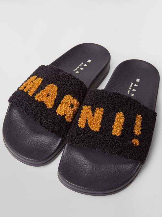 RUBBER SANDAL WITH BLACK AND BROWN TERRY-CLOTH UPPER - 5