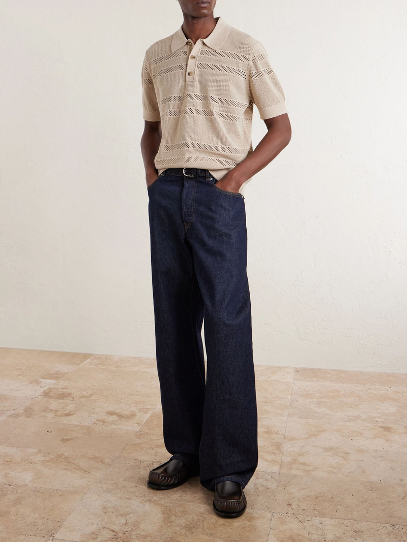 Dries Van Noten Open-Knit Polo Shirt Beige outlook
