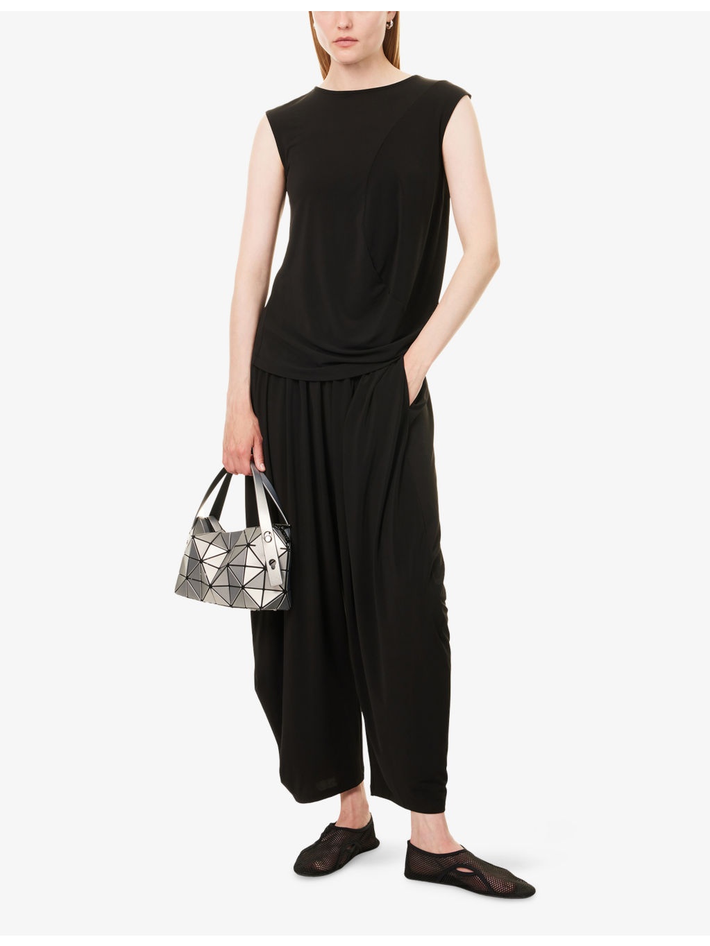 Draped Crop-Leg Woven Trousers - 2